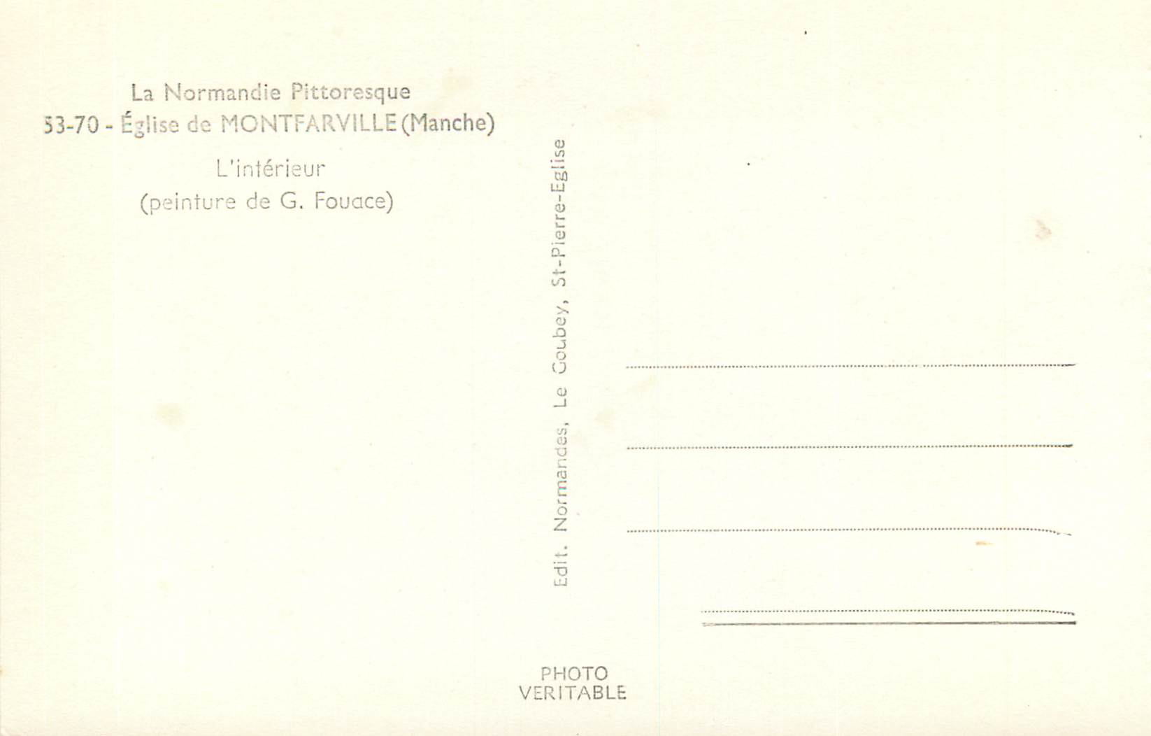 Église de Montfarville (Manche) — Intérieur — Éditeur G. Colbey, Le Goulbey — Verso