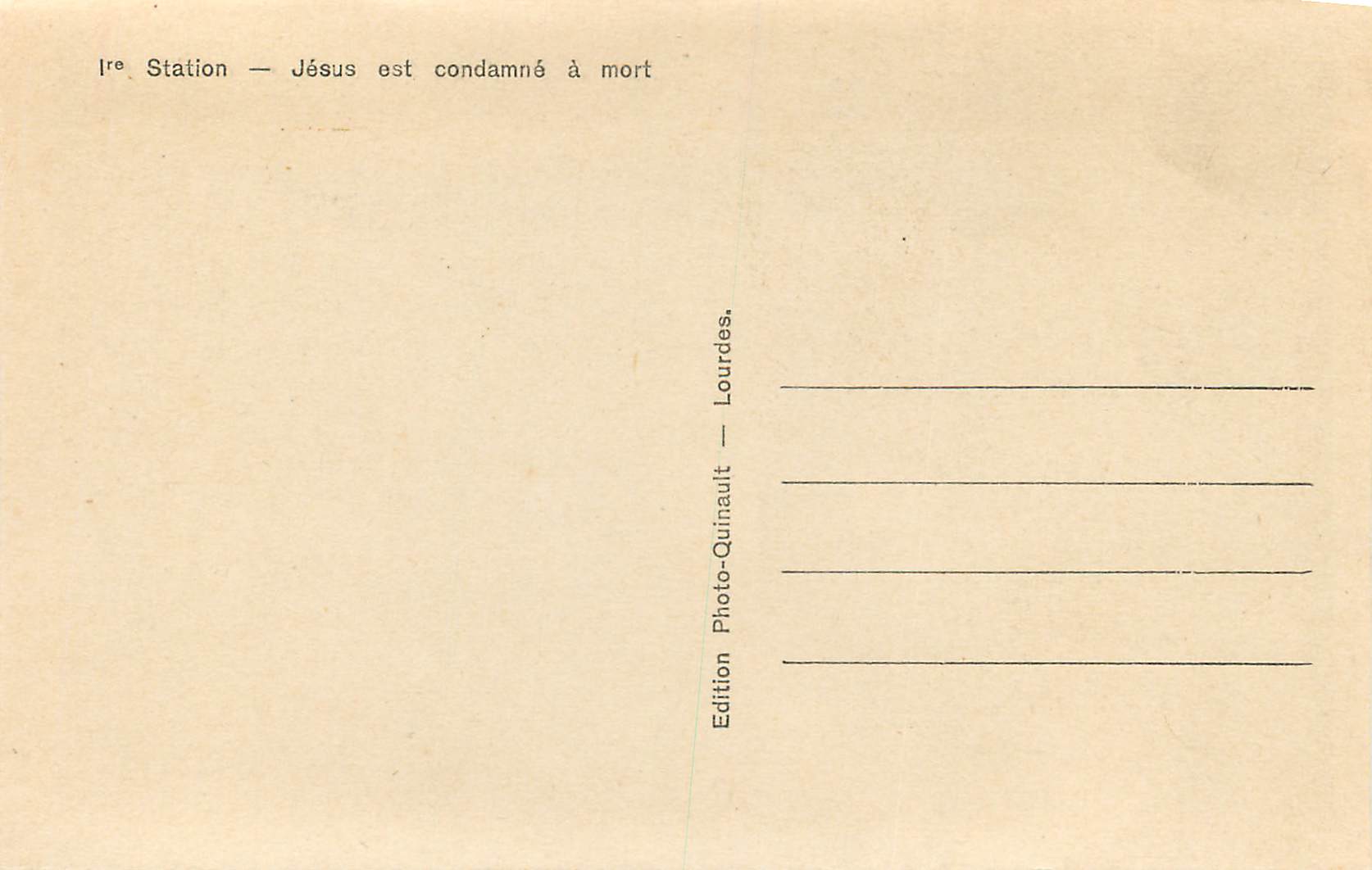 CPA Iere Station Jesus est Condamne a Mort Lourdes — Verso