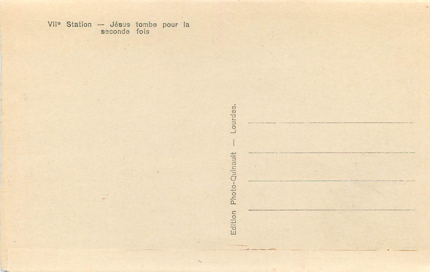 CPA VIIe Station Jesus Tombe Pour la Seconde Fois Lourdes — Verso