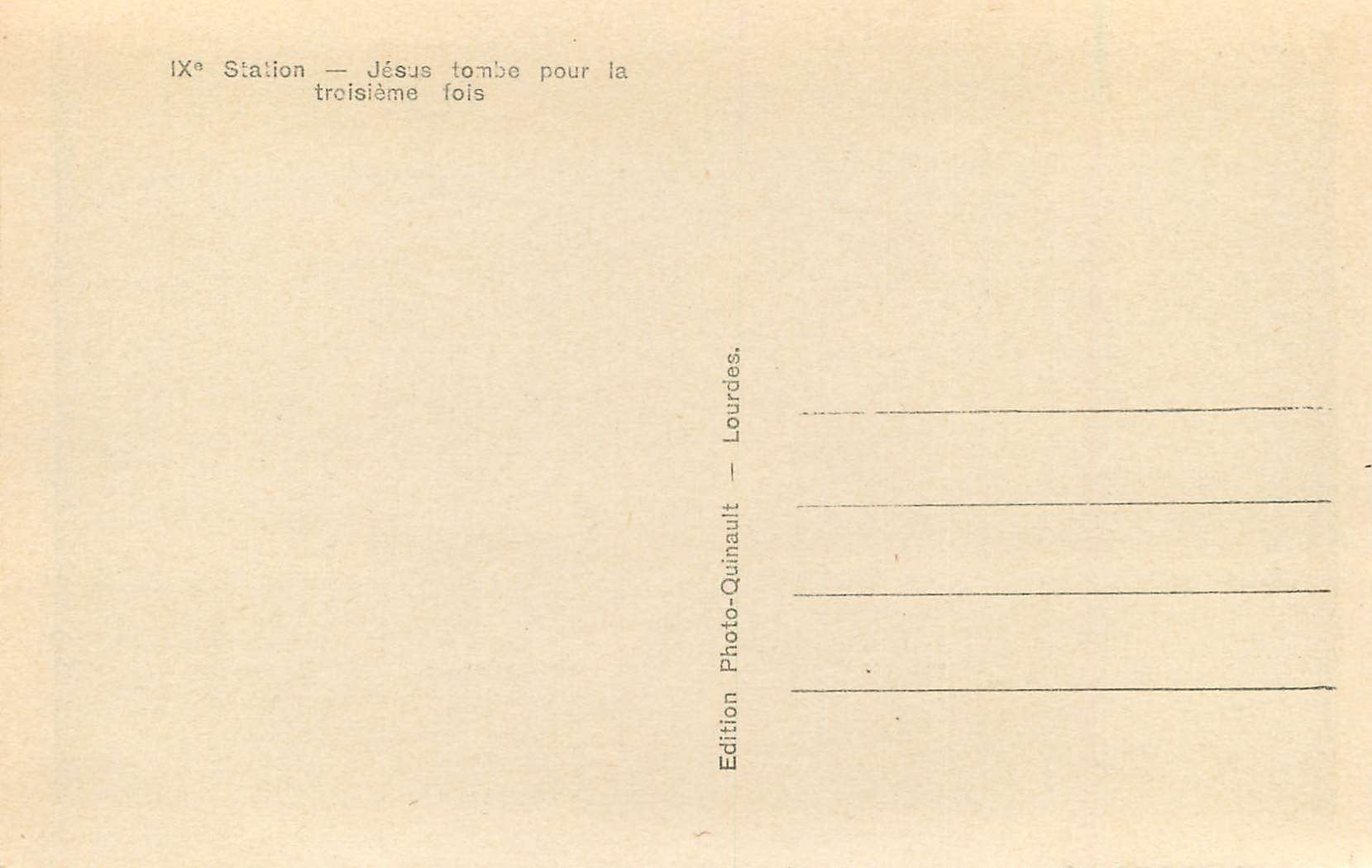IXe Station — Jésus tombe pour la troisième fois — Édition Lourdes — Rückseite