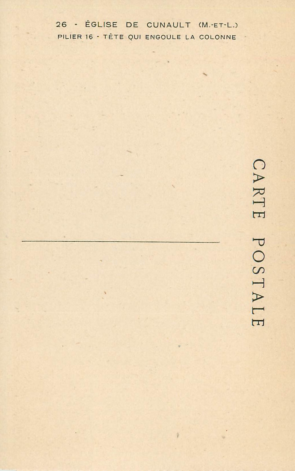 CPA Eglise de Cunault (M et L) Pilier 16 Tete qui Engoule la Colonne — Rückseite