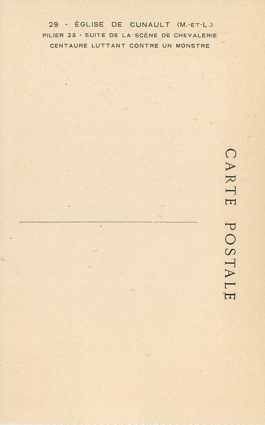 CPA Eglise de Cunault (M et L) Pilier 25 Suite de la Scene de Chevalerie — Rückseite