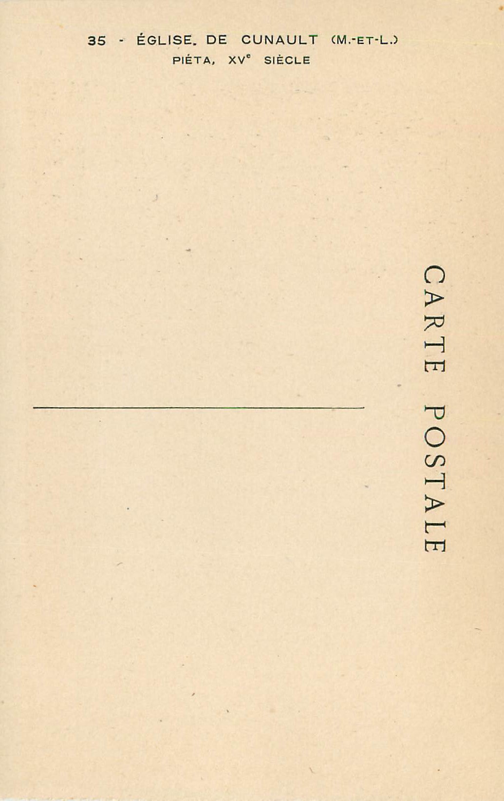 CPA Eglise de Cunault (M et L) Pieta XVe Siecle — Rückseite
