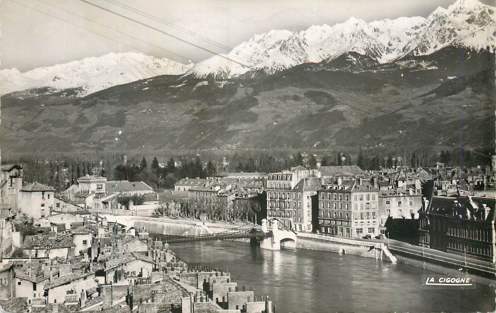 Grenoble (Isère) — Le Pont suspendu et la Chaîne de Belledonne — Édit. « La Cigogne »