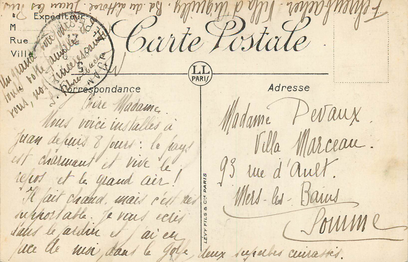 CPA Juan Les Pins au Bord de la Mer — Rückseite