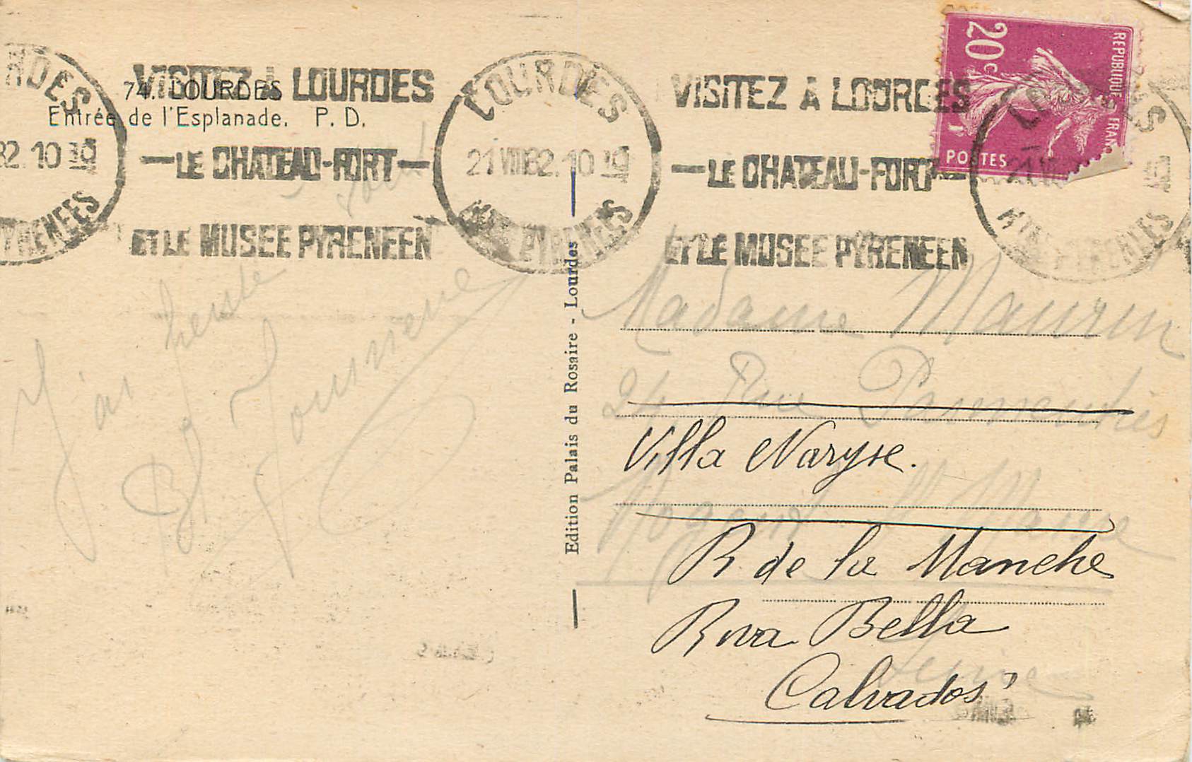 CPA Lourdes Entree de l'Esplanade — Verso