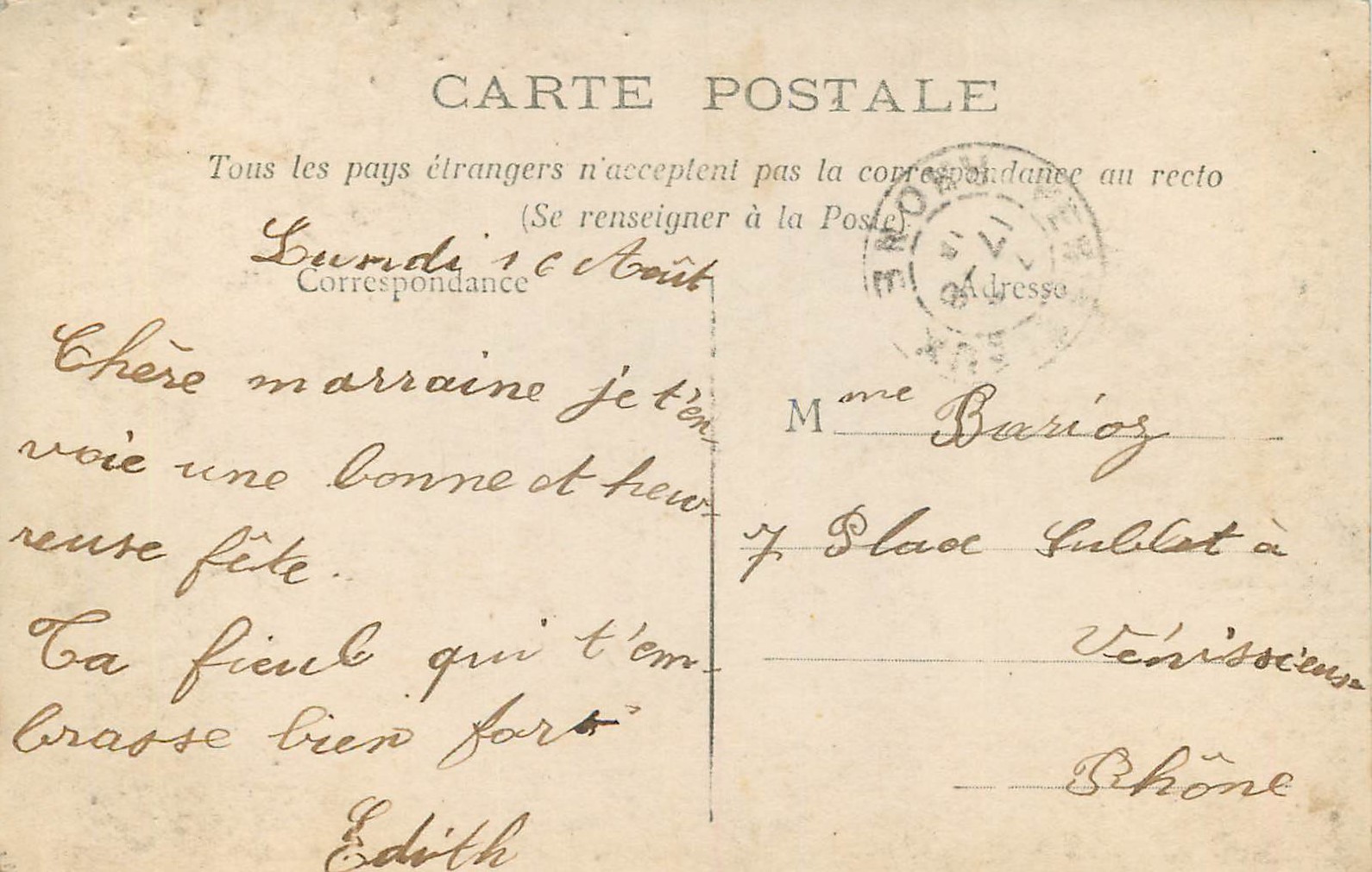 Jeune homme en costume de soirée — tenant un bouquet de fleurs — éditeur Spade, n° 624 — Verso