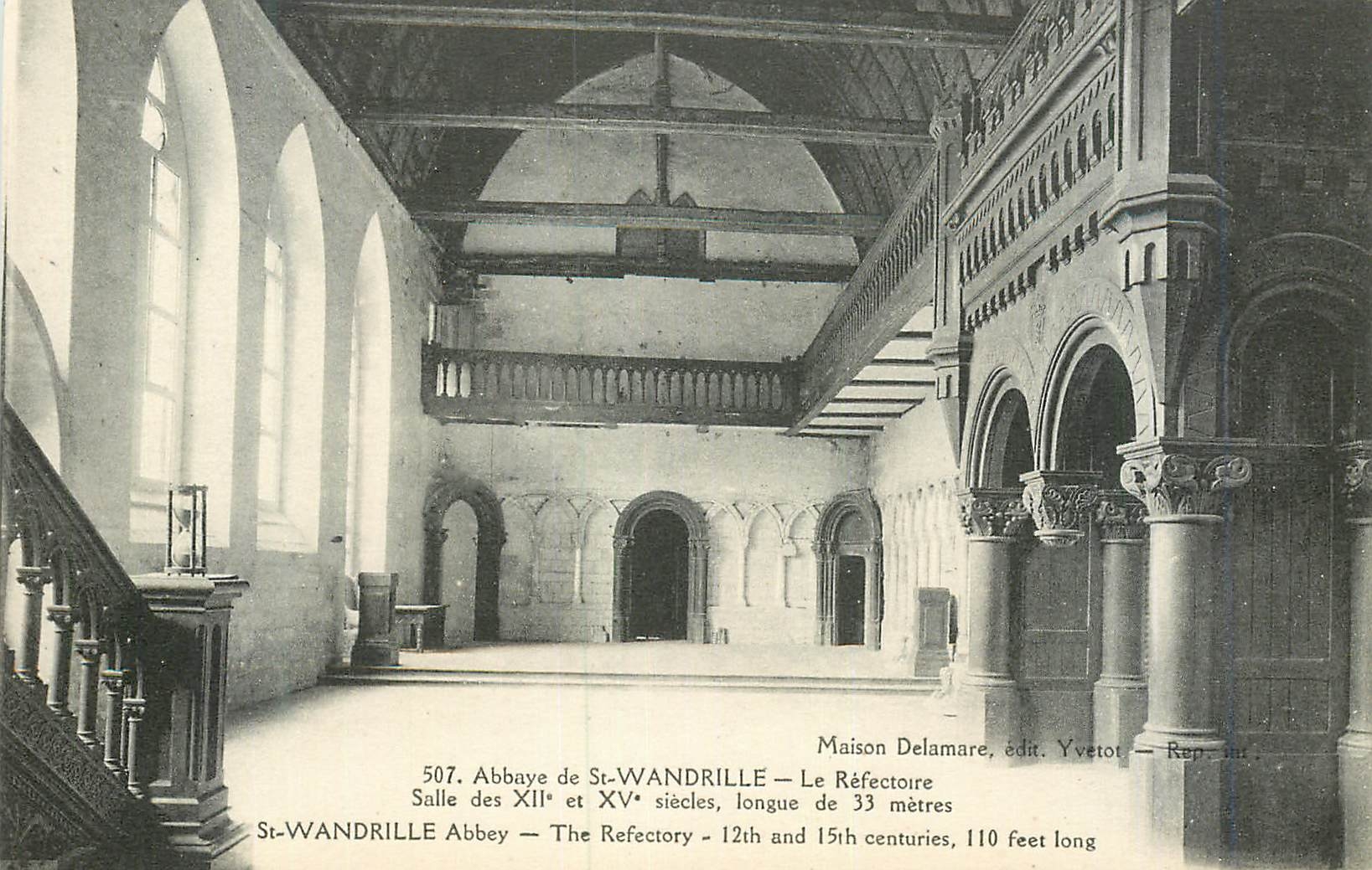 CPA Abbaye de St Wandrille Le Refectoire Salle des XIIe et XVe Siecles Maison Delamare