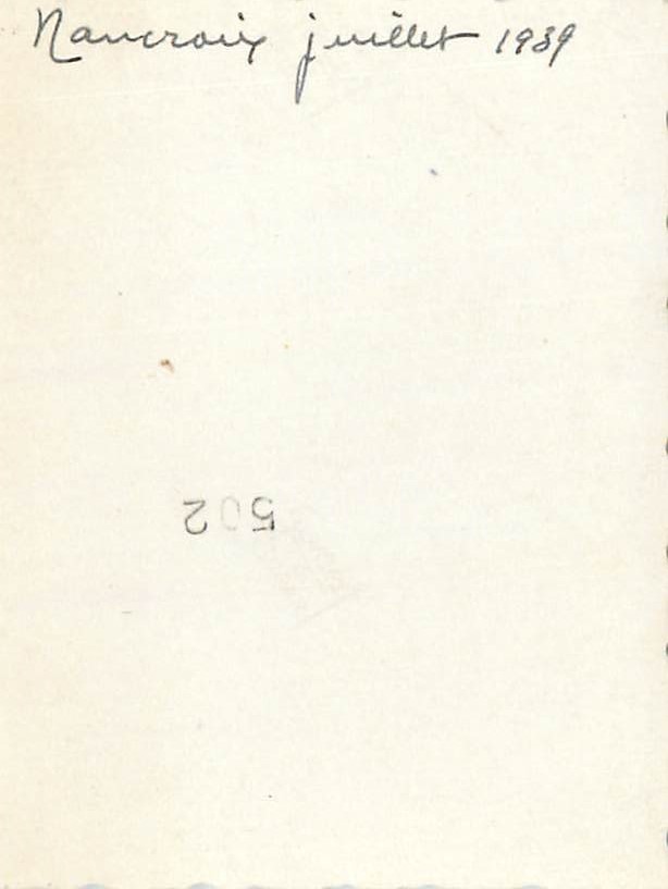 Photo Nancroix juillet 1939 — Verso