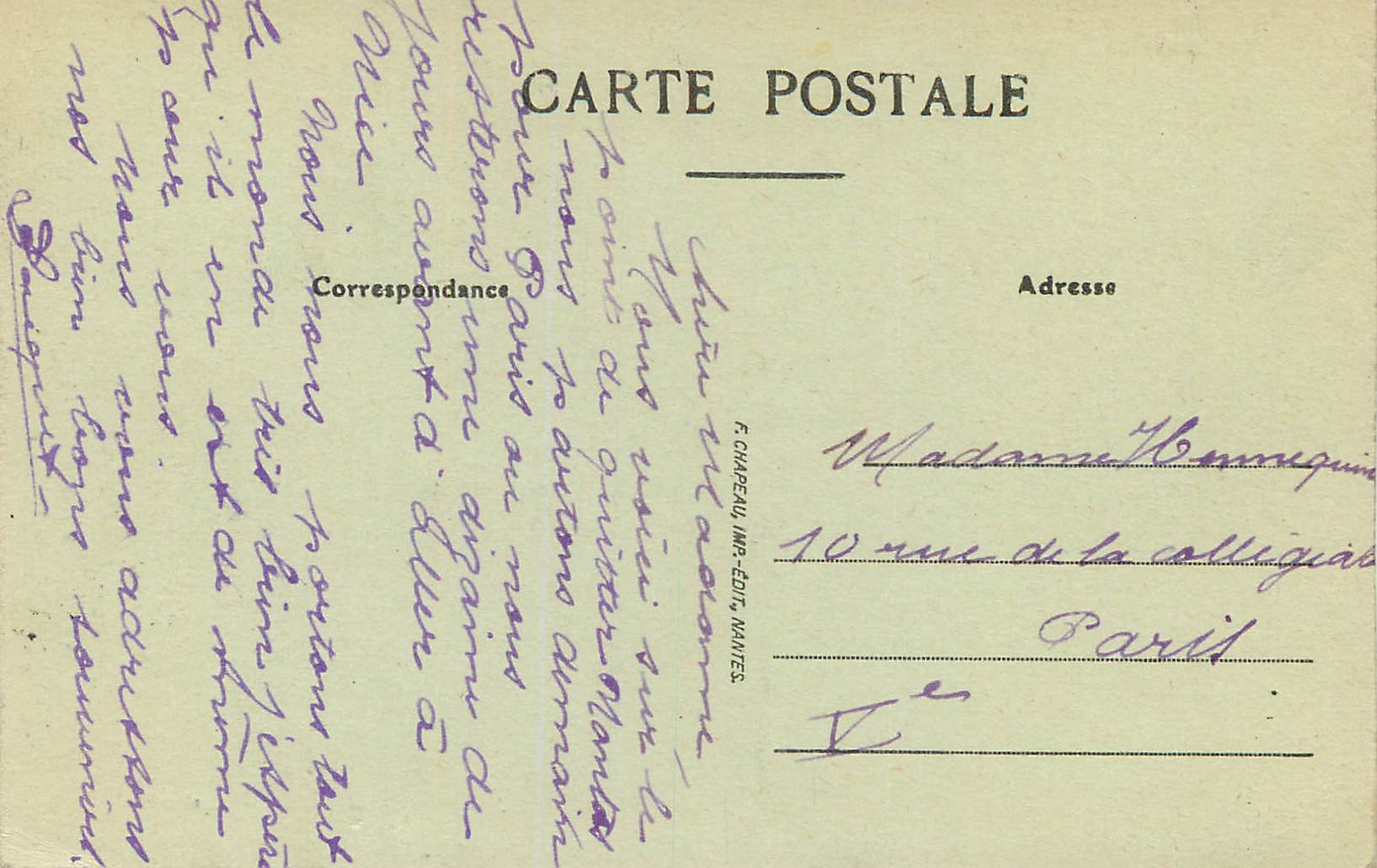 CPA Nantes Cours de la Republique et Statue de Cambronne — Verso