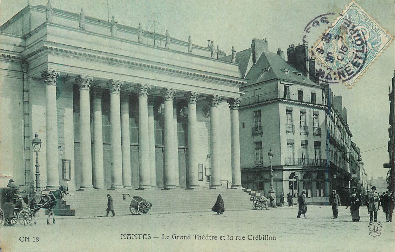 CPA Nantes Le Grand Theatre et Rue Crebillon