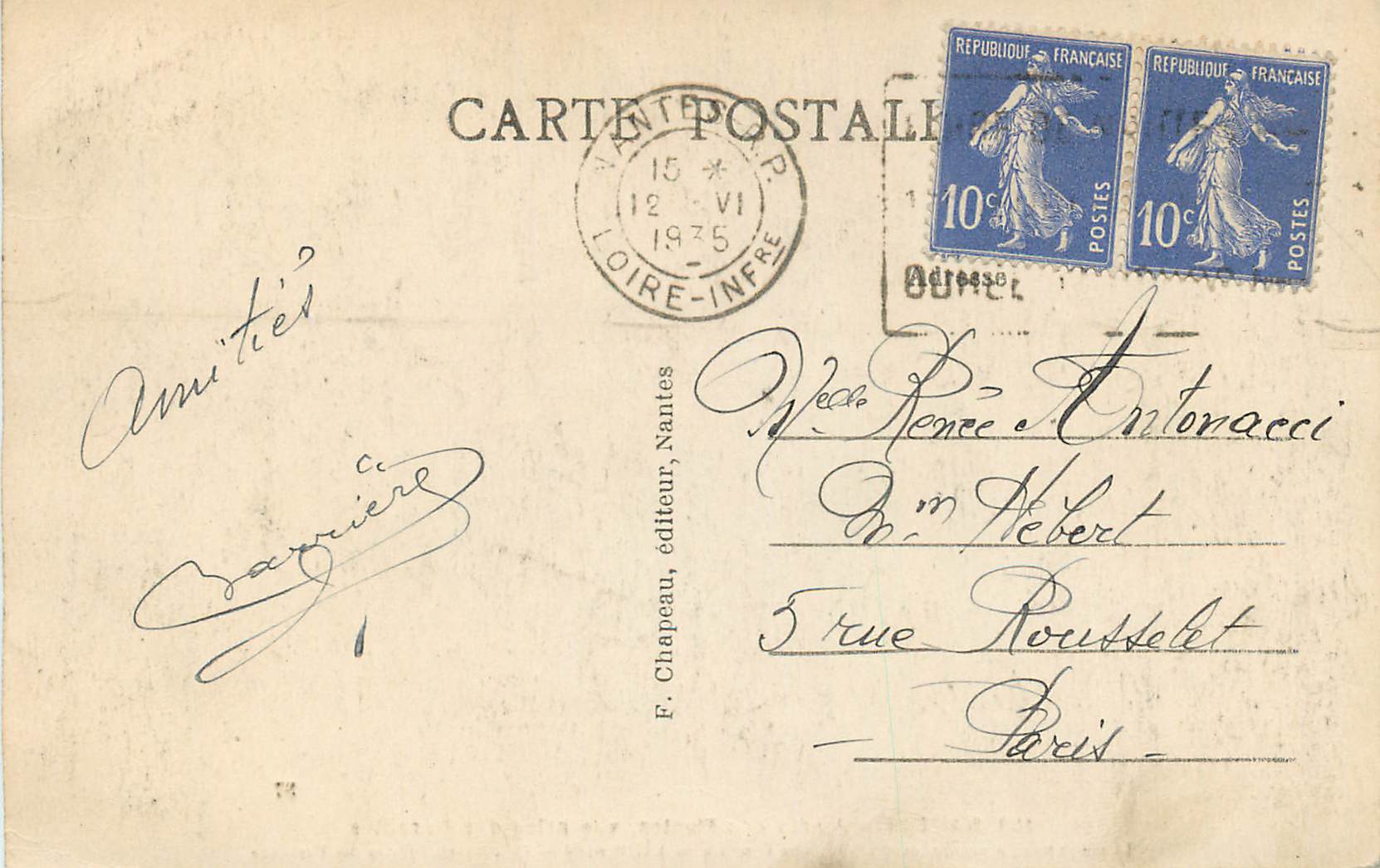 CPA Nantes Jardin des Plantes Vue Prise des Rocailles — Rückseite