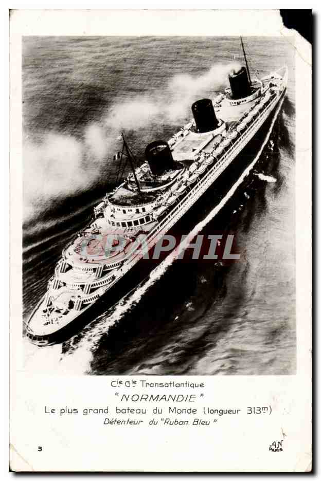 Bateau - Paquebot - Steamer - Transatlantique Normandie - Le Plus Grand Bateau du Monde longeur 313 - CPA 