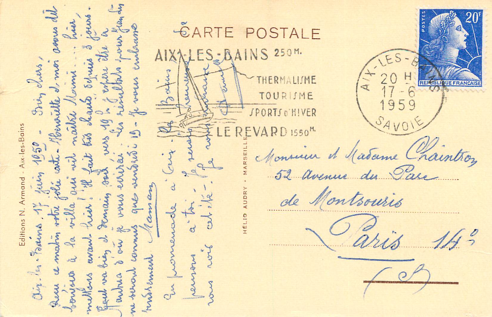 CPA Le Lac du Bourget — Rückseite