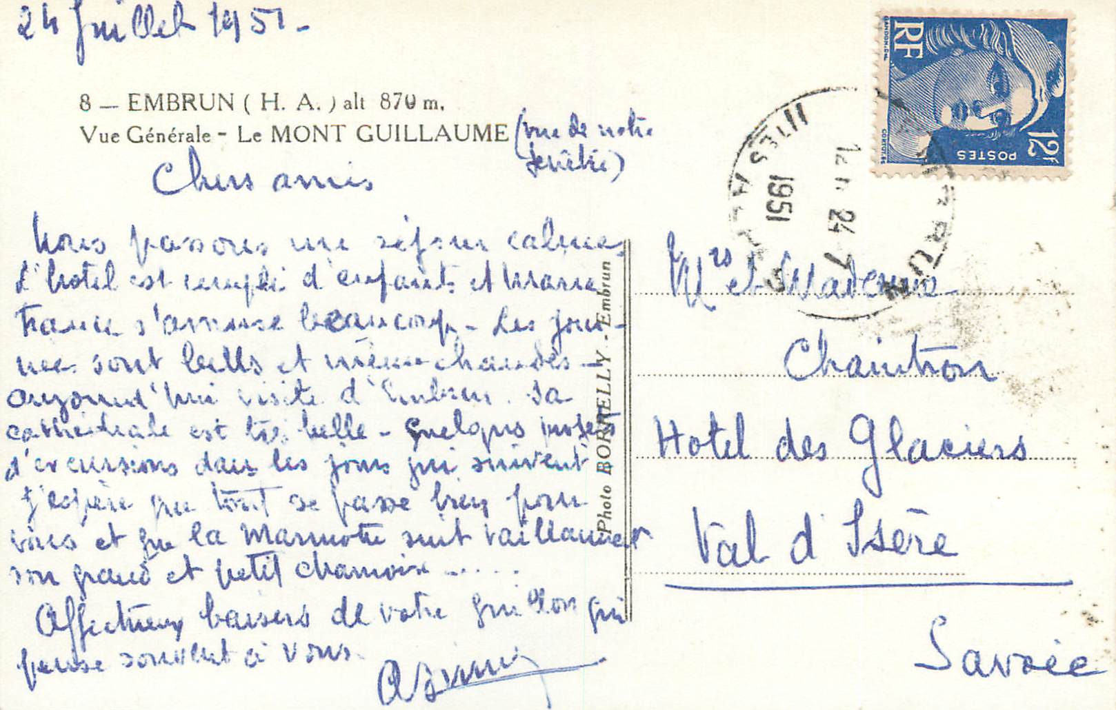 Embrun (H.A.) — Vue Générale — Le Mont Guillame — Photo Bortelly — Achterkant