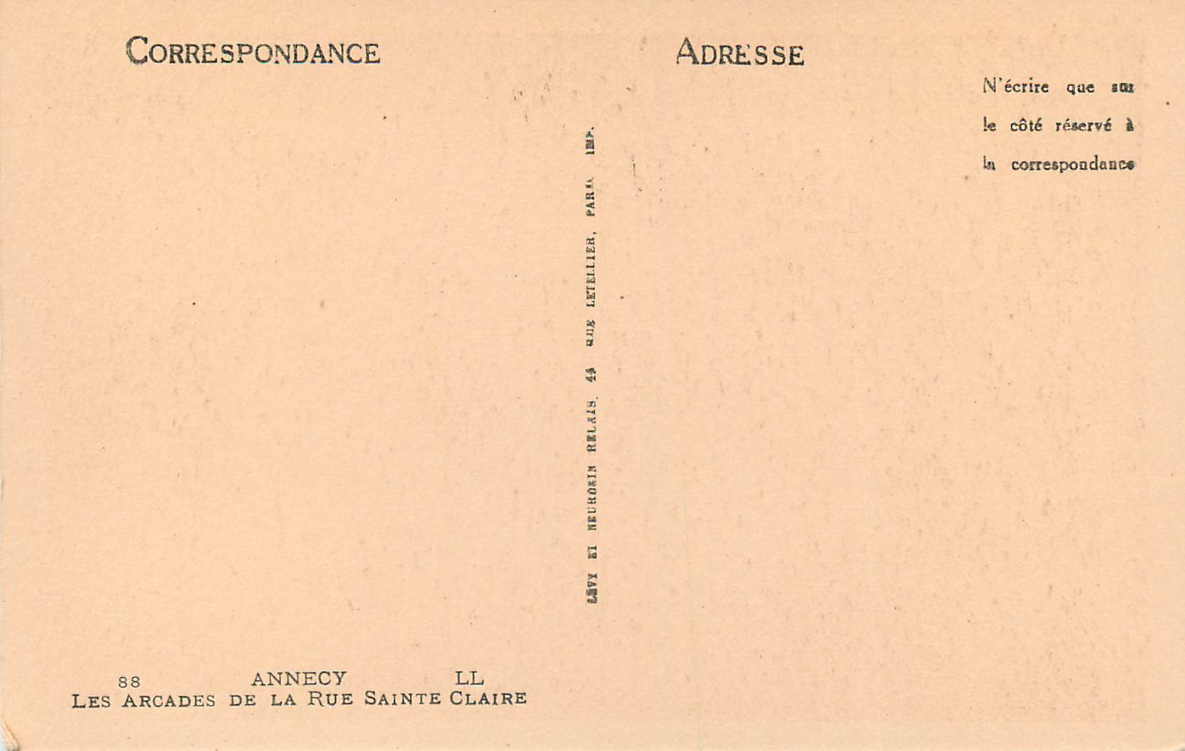 Die Arcaden der Rue Sainte Claire — Annecy — Verlag LL — Rückseite