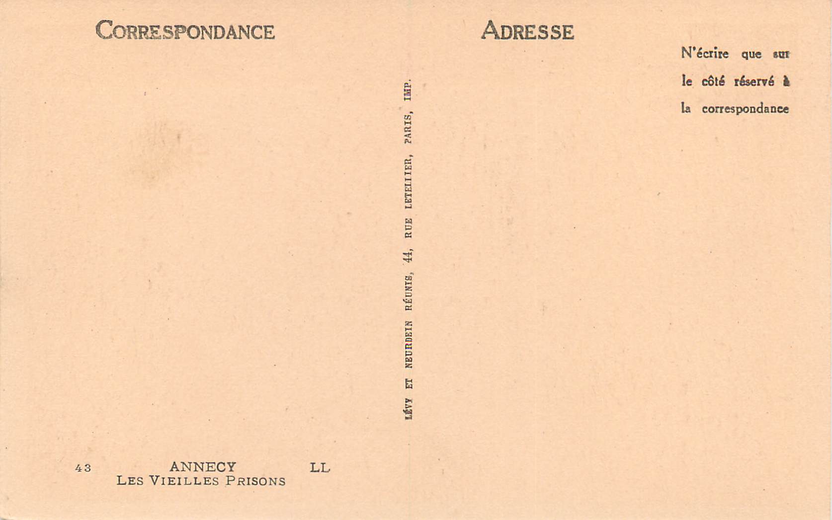 CPA Annecy Les Vieilles Prisons — Rückseite