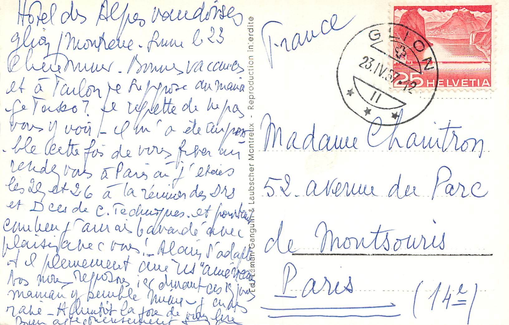 CPM Glion et les Dents du Midi — Rückseite