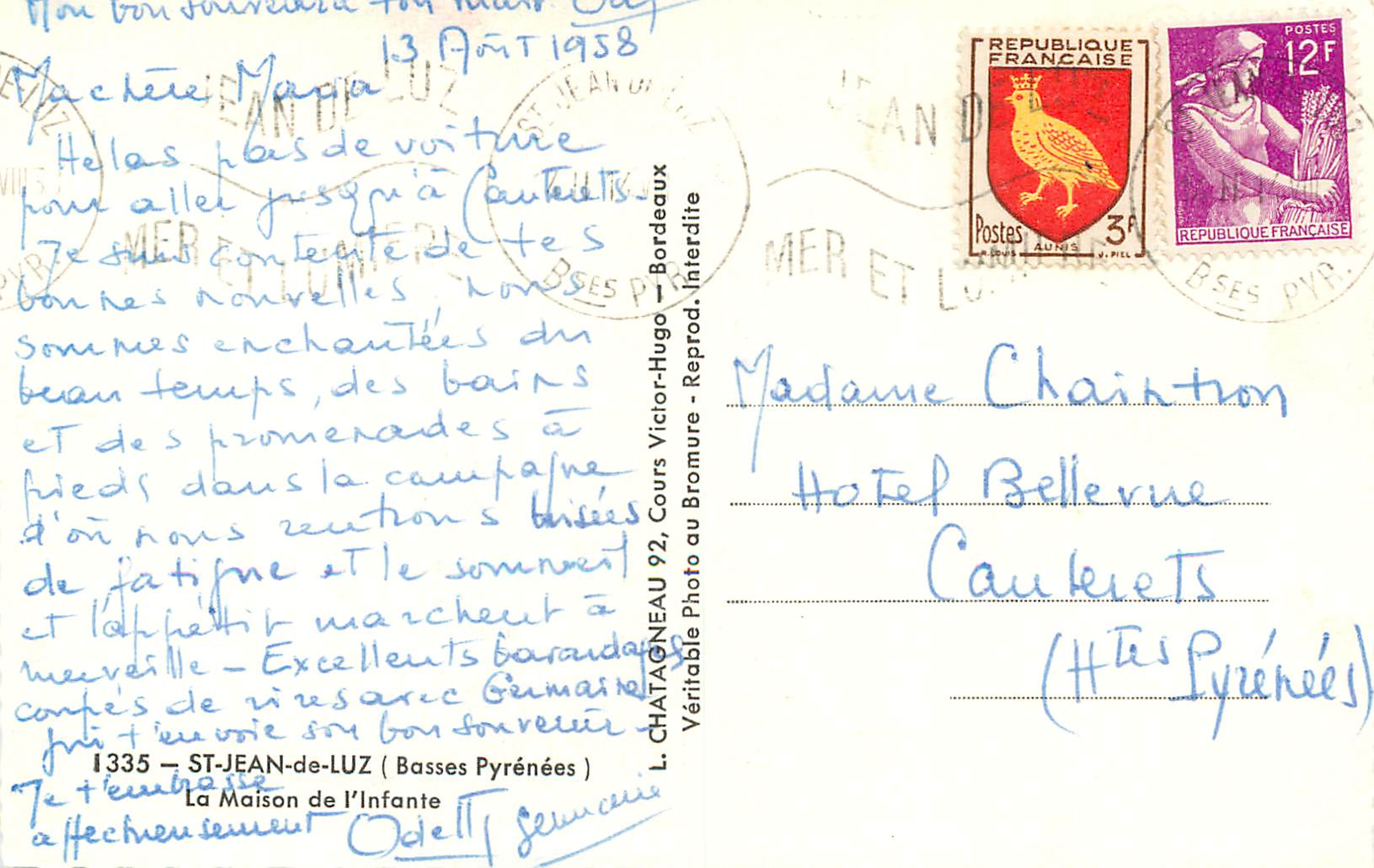 La Maison de l'Infante — St-Jean-de-Luz — Éditeur Elcè — Verso