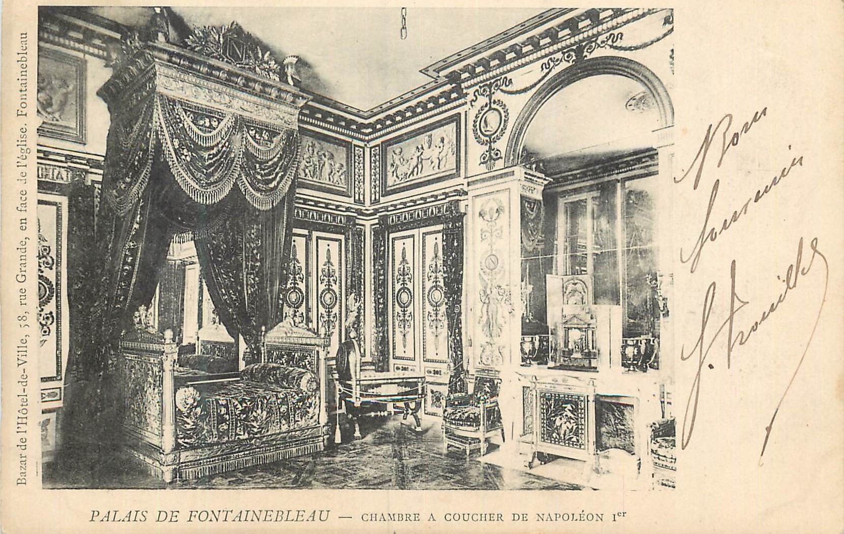 Palais de Fontainebleau — Chambre à coucher de Napoléon 1er — Bazars de l'Hôtel-de-Ville, 58, rue Grande