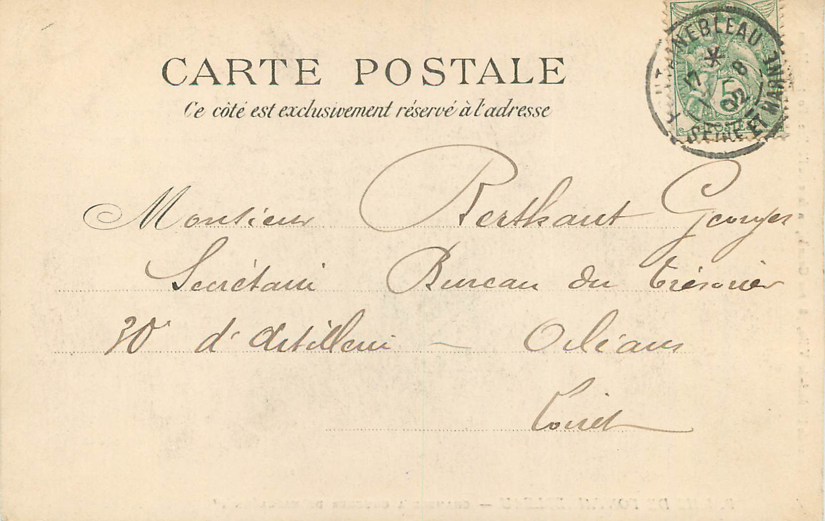 Palais de Fontainebleau — Chambre à coucher de Napoléon 1er — Bazars de l'Hôtel-de-Ville, 58, rue Grande — Achterkant