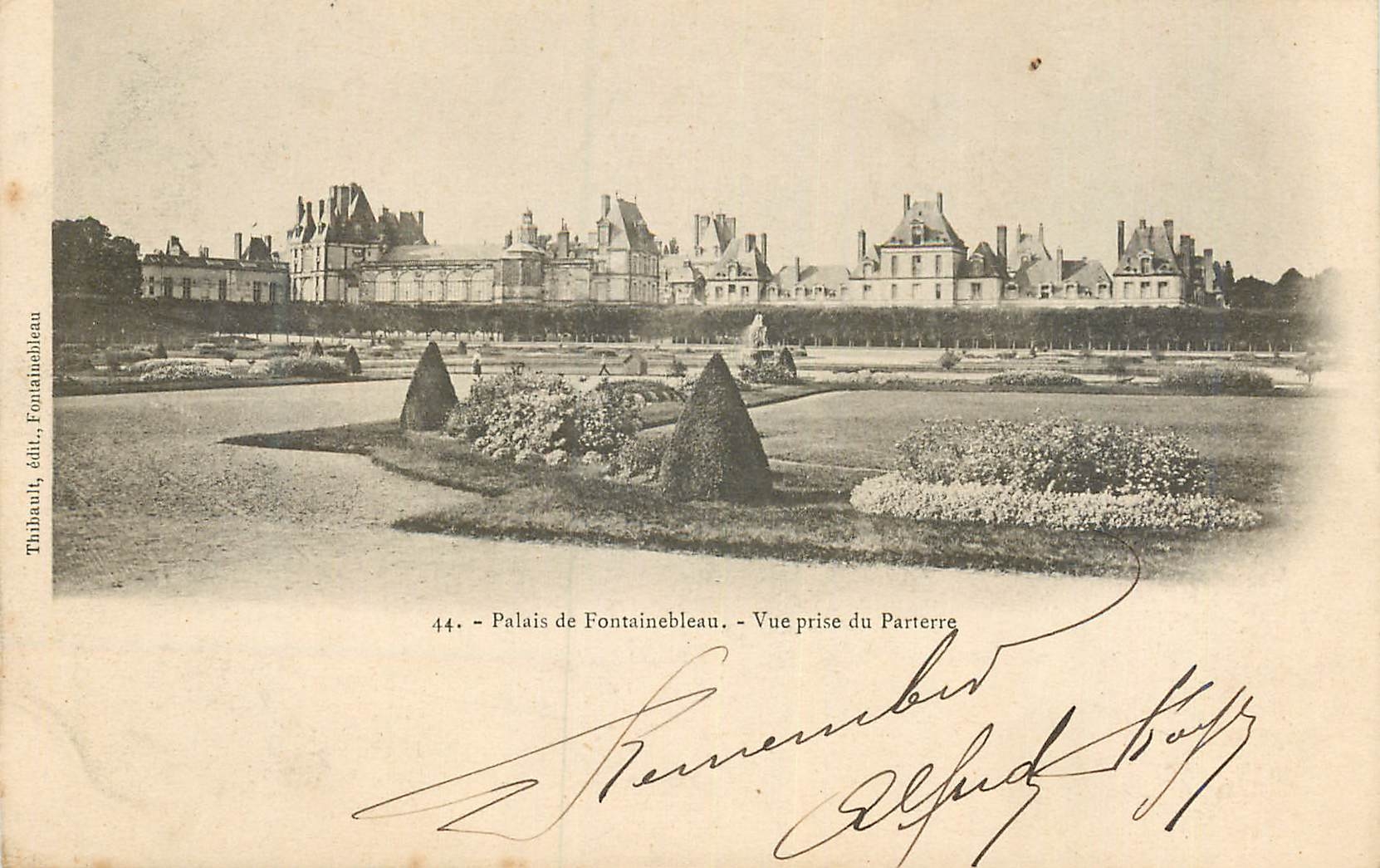 Palais de Fontainebleau — Vue prise du Parterre — Thibault, éd. Fontainebleau, n°44