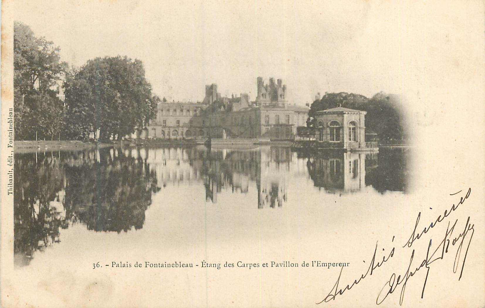 Schloss Fontainebleau — Teich der Karpfen und Pavillon des Kaisers — Tibault, Verlag, Fontainebleau, Nr. 36