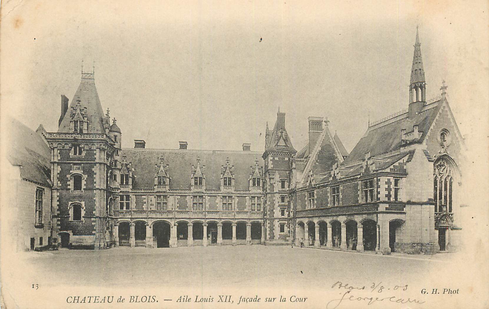CPA Chateau de Blois Aile Louis XII Facade sur la Cour (carte 1900)