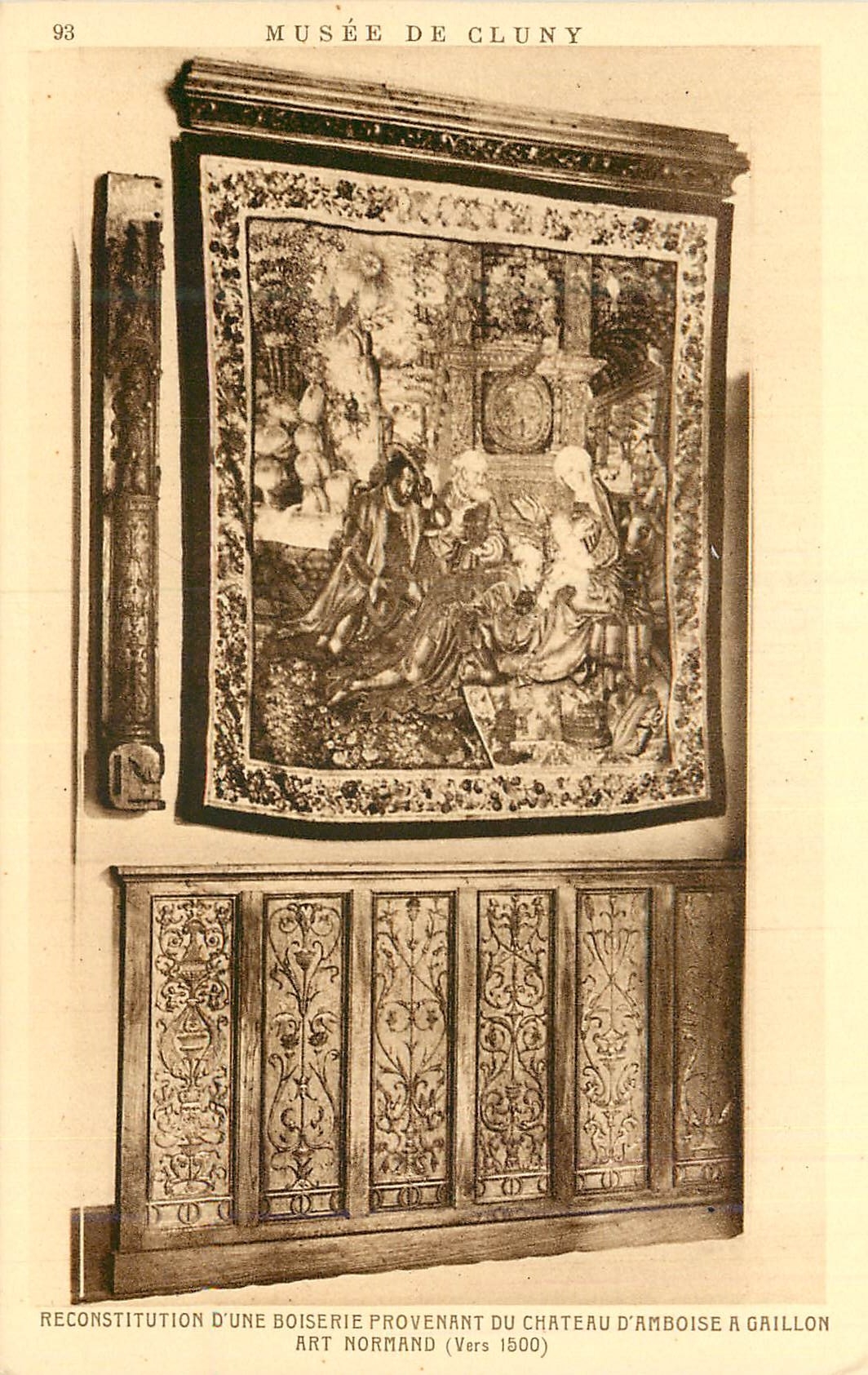 CPA Musee de Cluny Reconstitution d'une Boiserie Provenant du Chateau d'Amboise A Gaillon Art Normand (vers 1500)