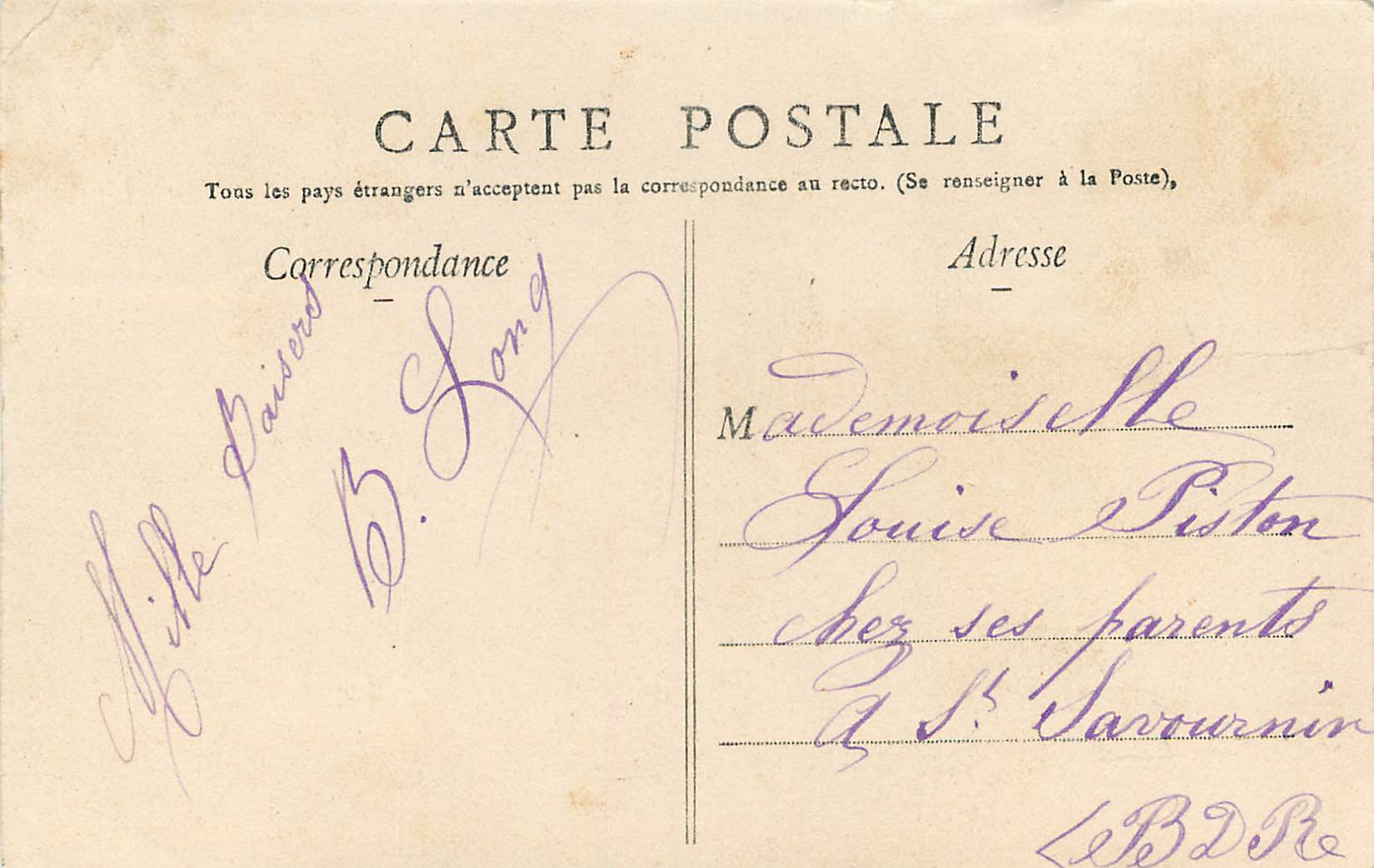 CPA Lourdes Apparition de la Vierge a Berandette — Verso
