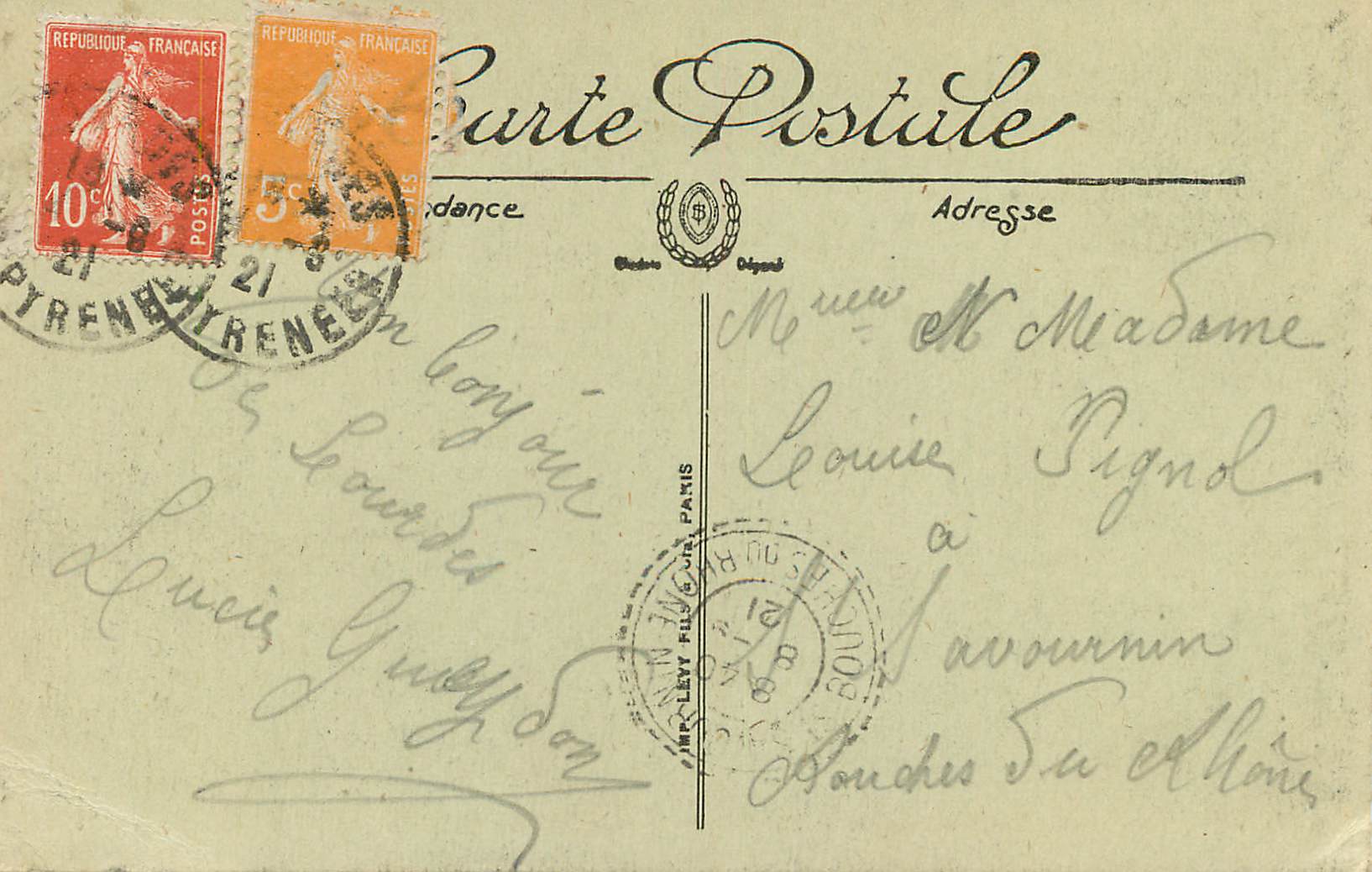 CPA Lourdes La Basilique — Verso