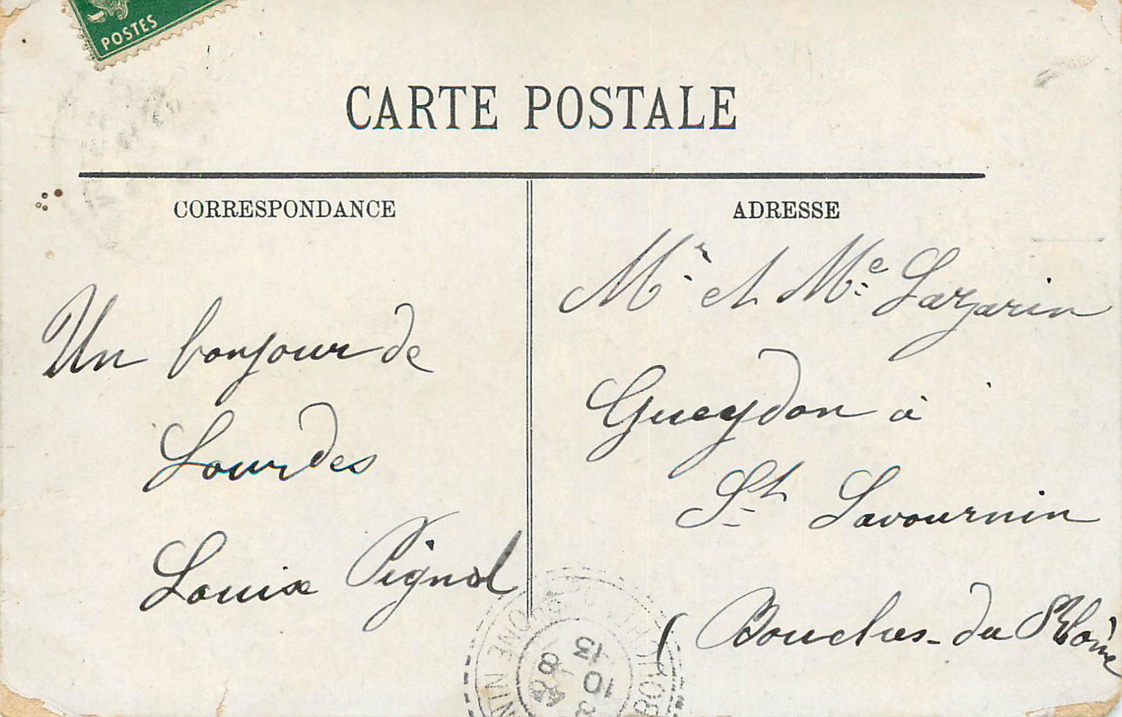 CPA Lourdes l'Esplanade — Verso