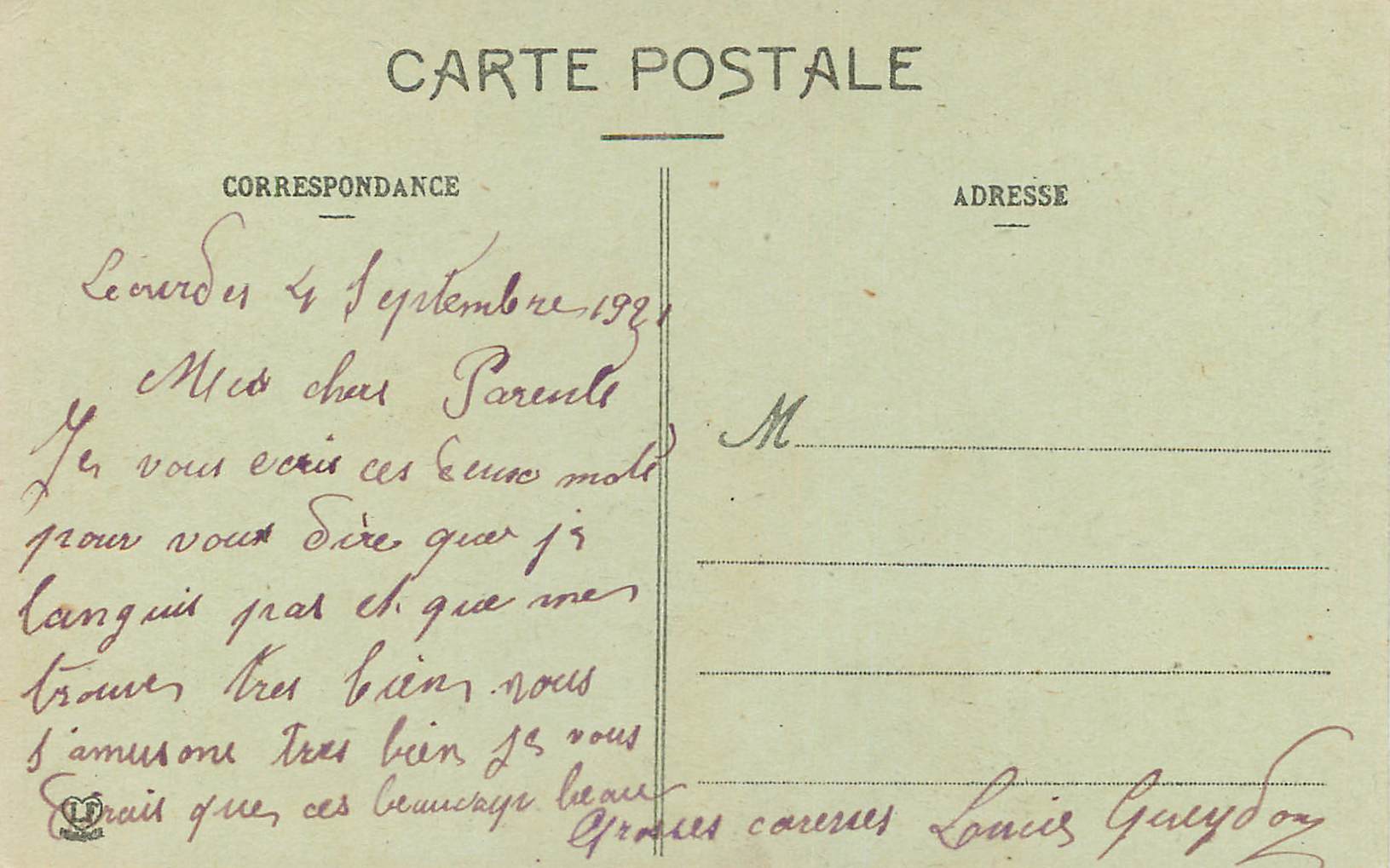 CPA Les Hautes Pyrenees Lourdes — Verso