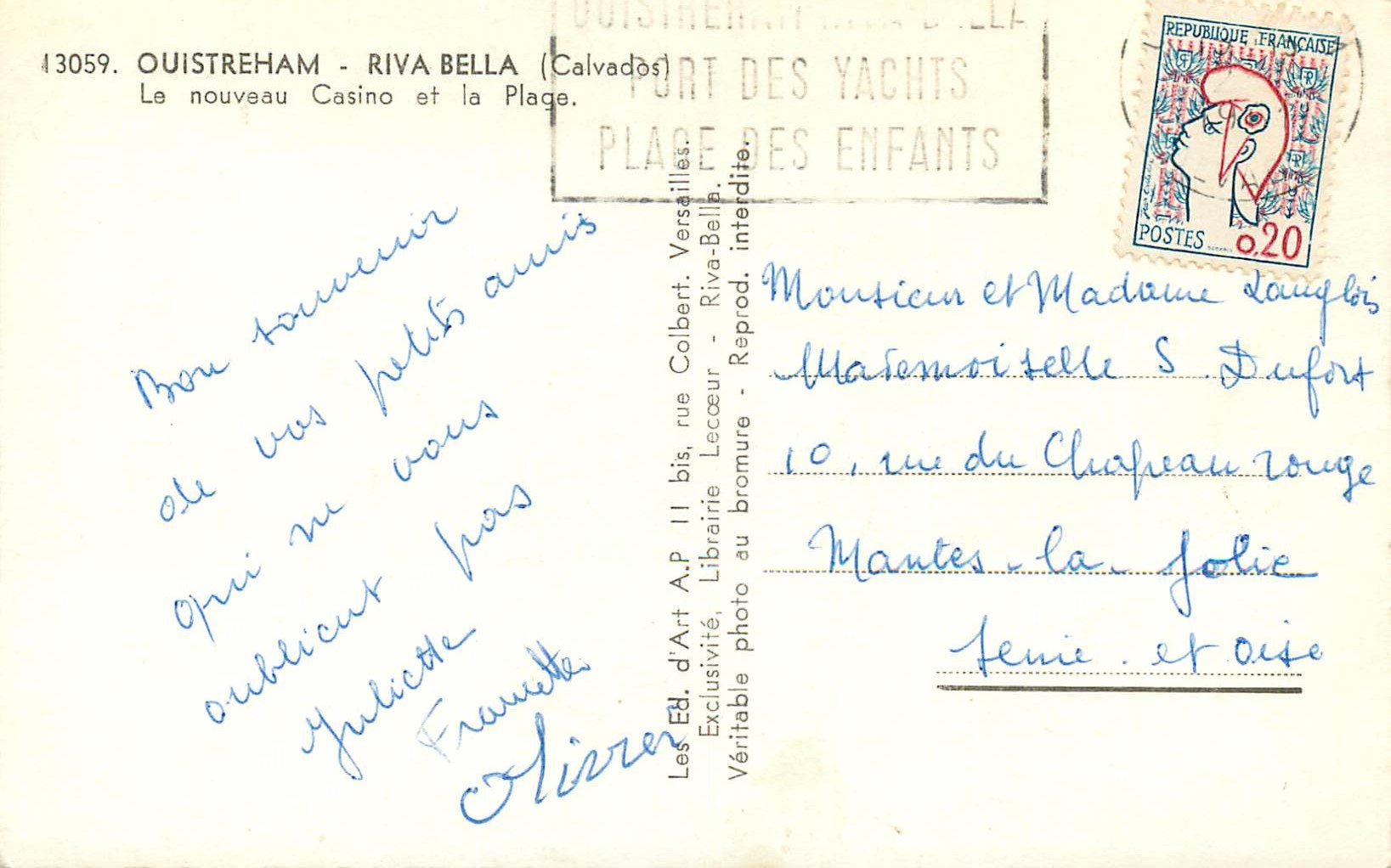 CPM Ouistreham Riva Bella (Calvados) Le Nouveau Casino et la Plage — Rückseite
