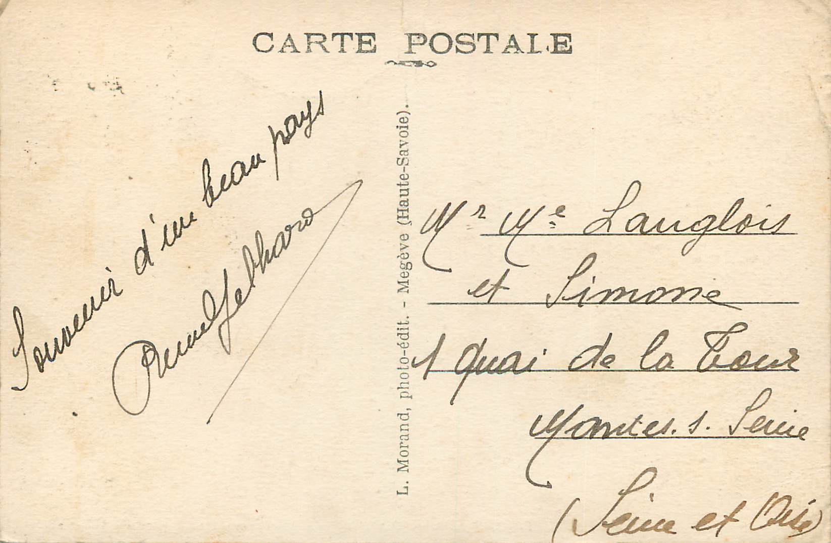 Saint-Gervais-les-Bains — Le Neyret et le Dôme de Miage — L. Morand, photo-édit. (n°393) — Verso