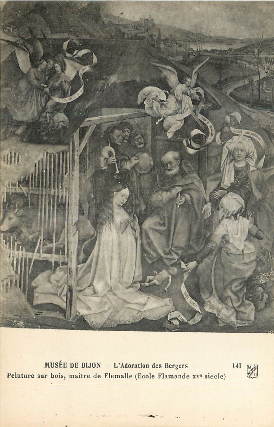 CPA Musee de Dijon L'Adoration des Bergers Peinture sur bois Maitre de Flemalle