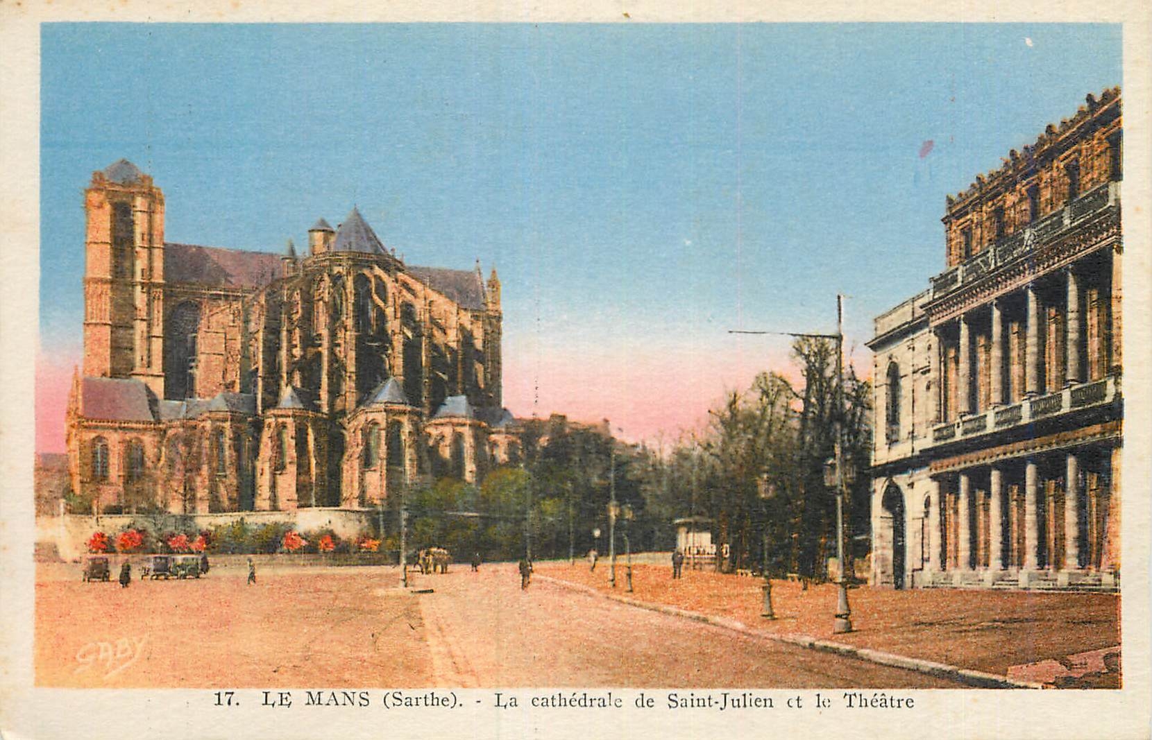 CPA Le Mans (Sarthe) La Cathedrale de Saint Julien et le Theatre