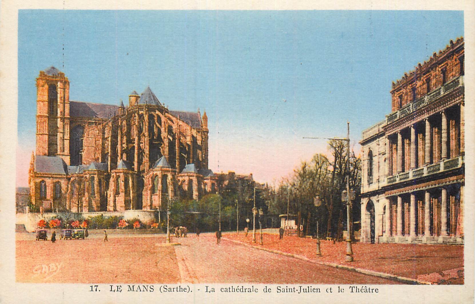 CPA Mans (Sarthe) La Cathedrale de Saint Julien et le Theatre