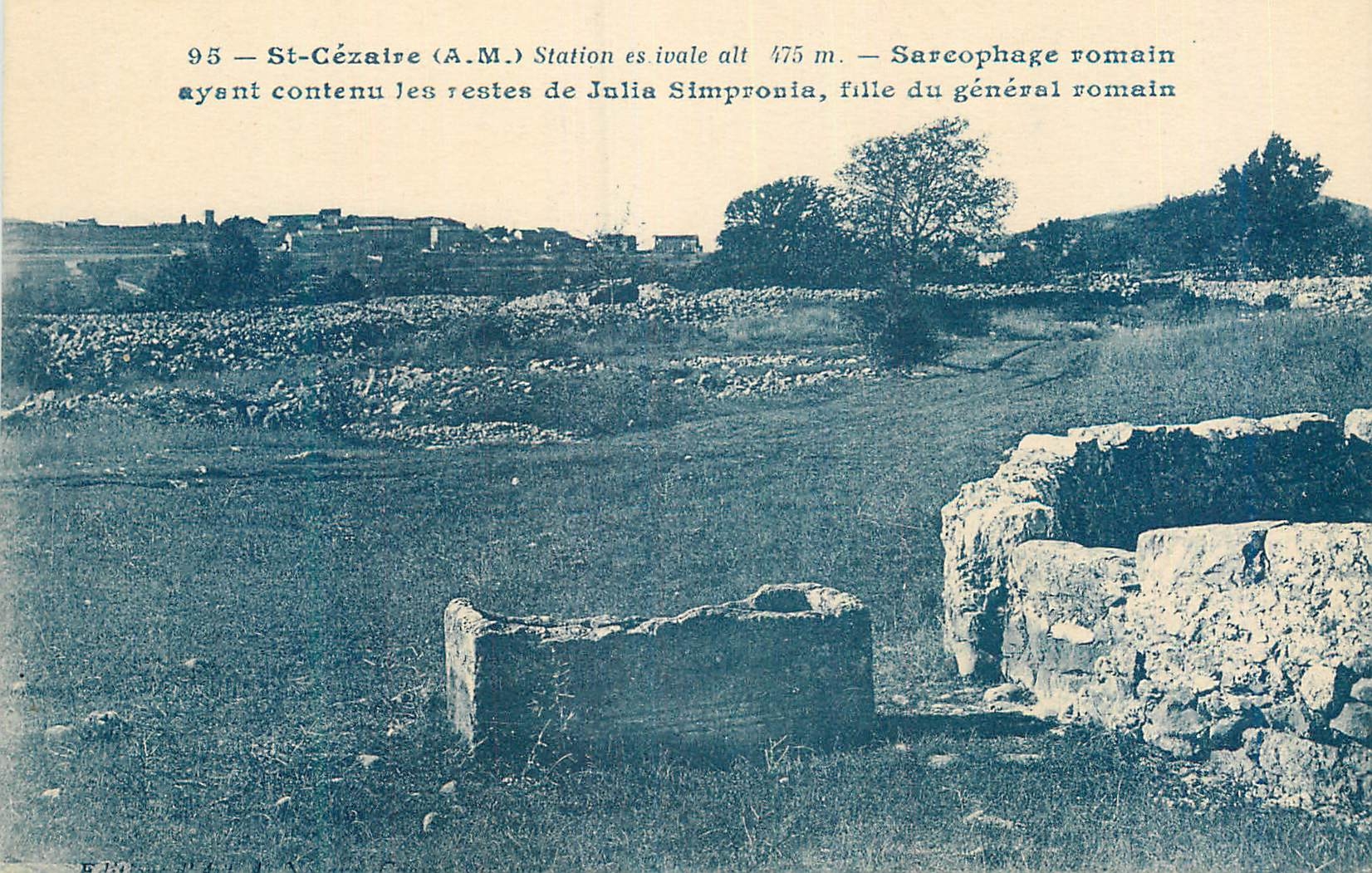 CPA St Cezaire (A M) Station es Ivale Alt 475 m Sarcophage Romain Ayant Contenu Les Restes de Julia Simpronia Fille du G