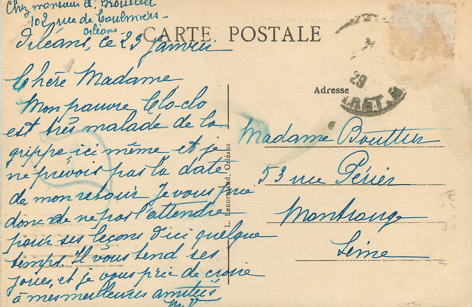 CPA Orleans Vue Generale Pont Georges V — Verso