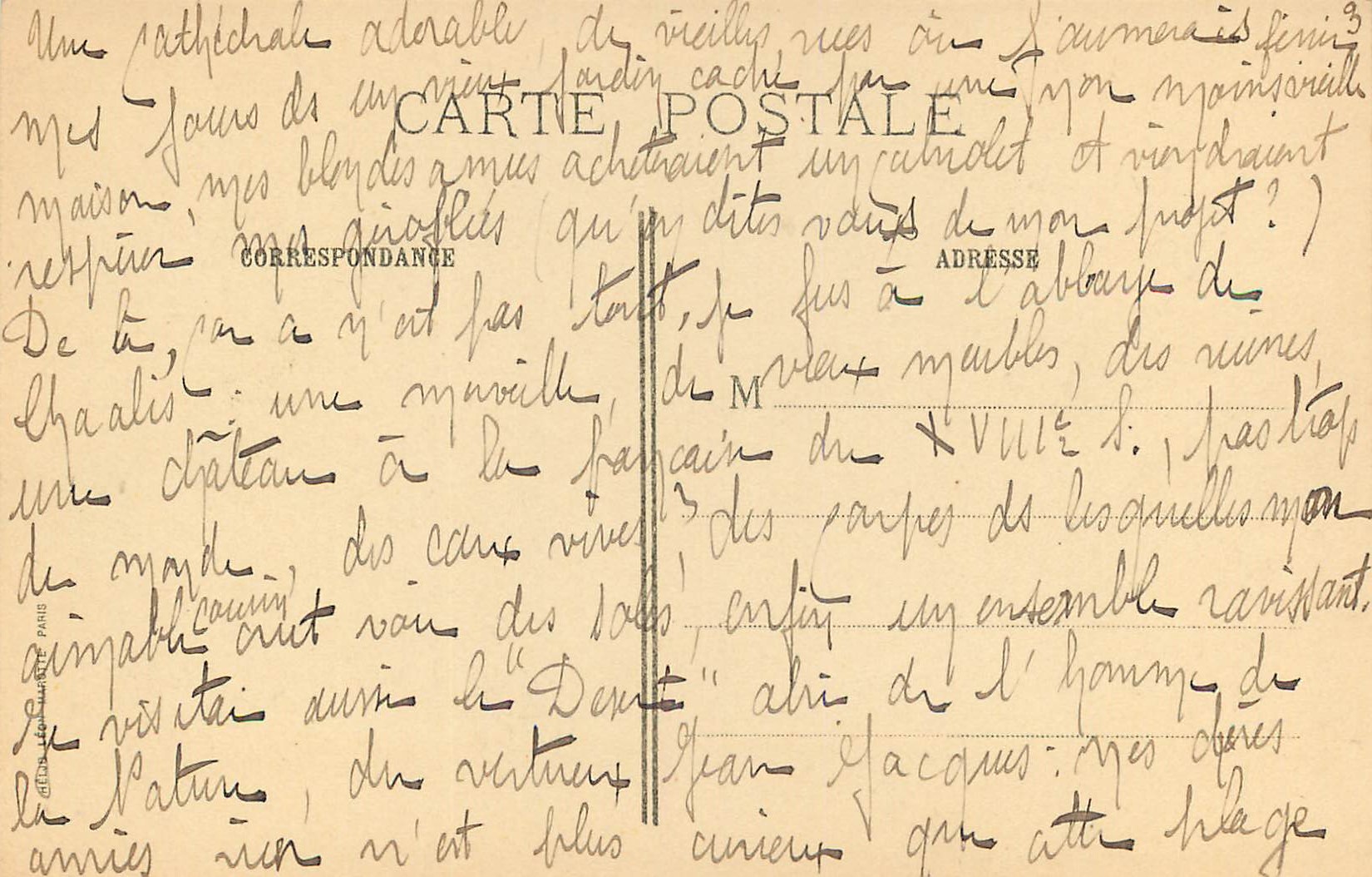 CPA Abbaye de Chaalis Suzanne JJ Rousseau — Rückseite