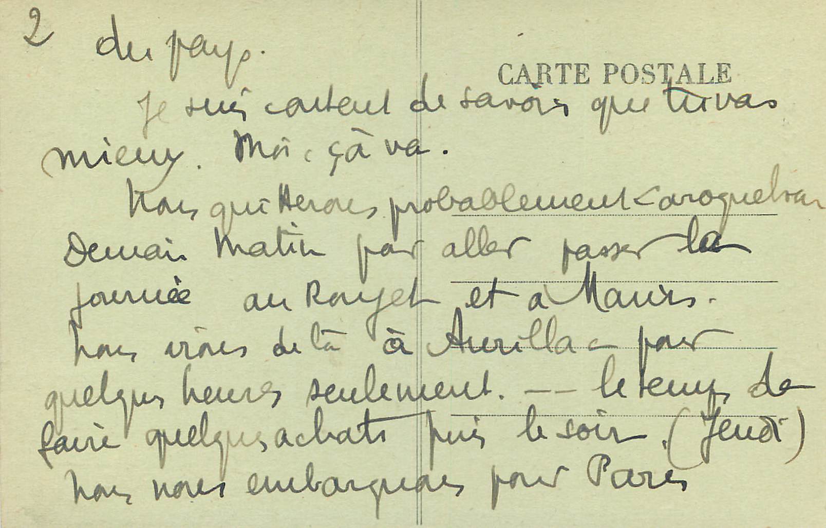 CPA Gorges de la Cere Arret de Siran — Rückseite
