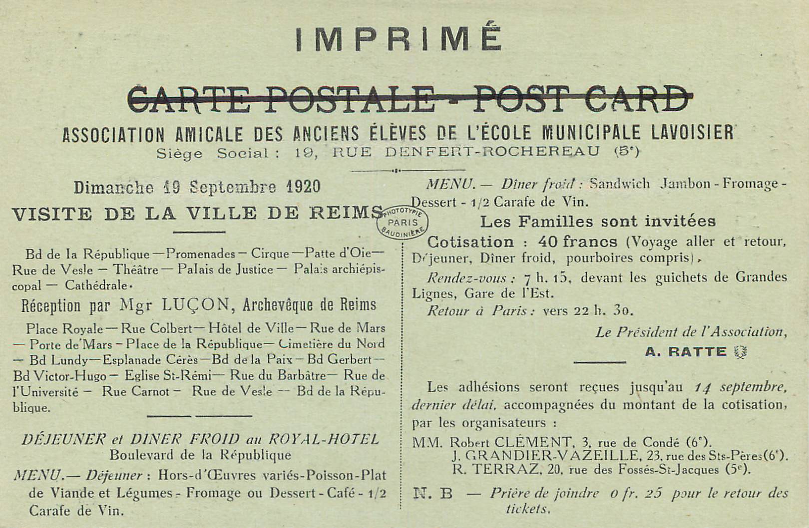 Ruines de Reims — La Cathédrale — Édition Baudinière n°2760 — Reverso