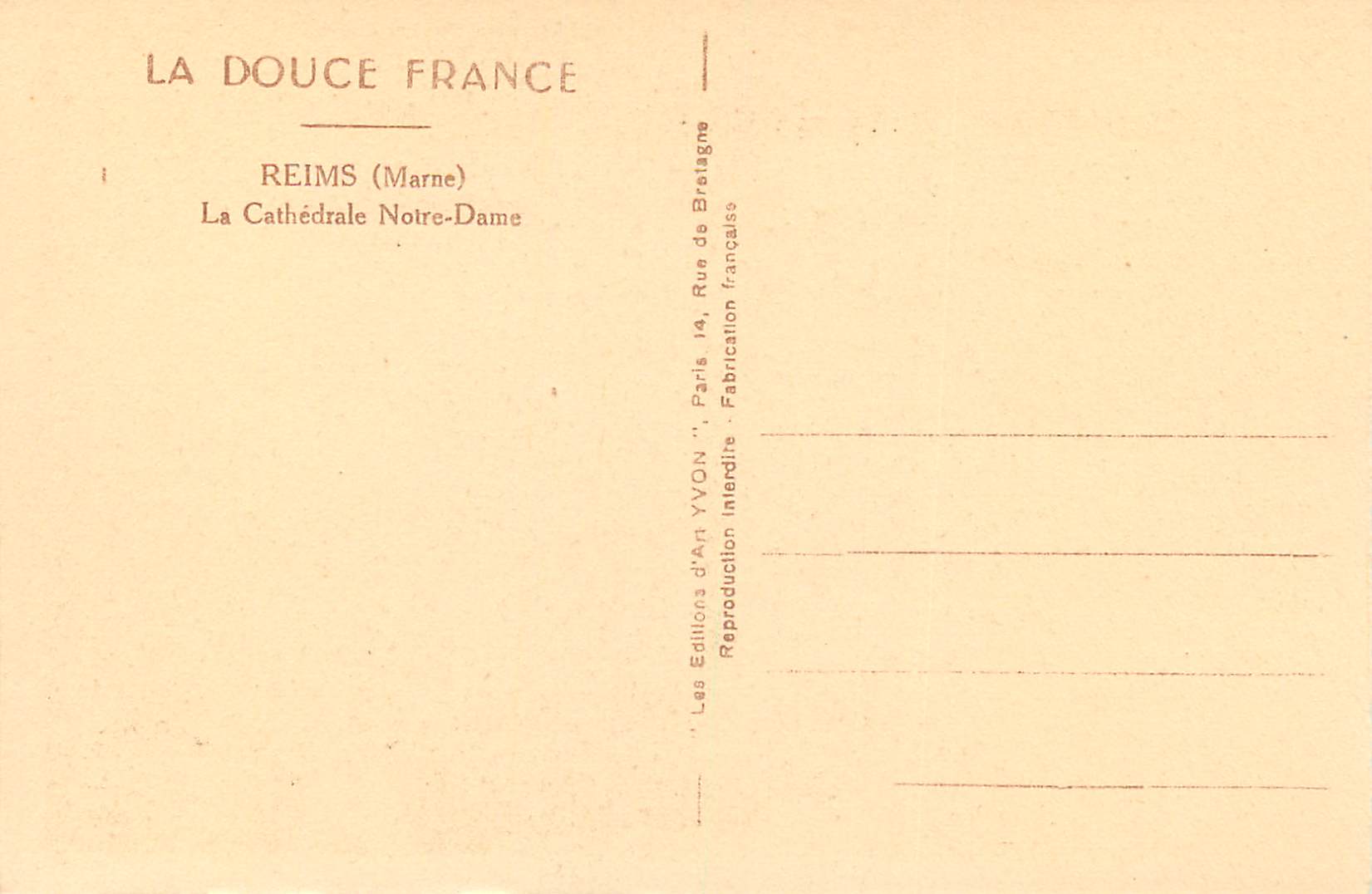 Reims — Cathédrale Notre-Dame — Éditions d'Art YVON — Reverso