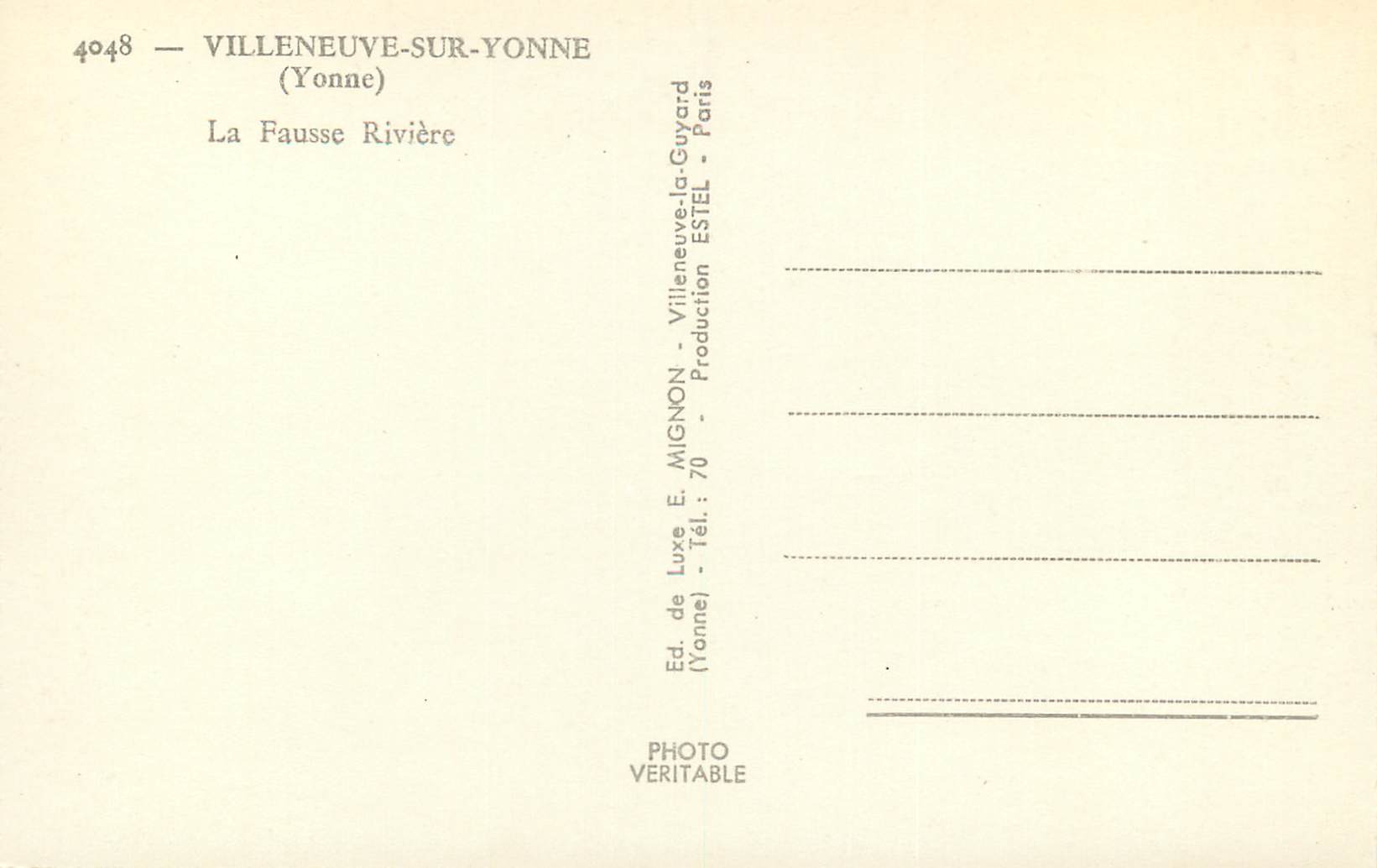 CPM Villeneuve sur Yonne (Yonne) La Fausse Riviere — Back