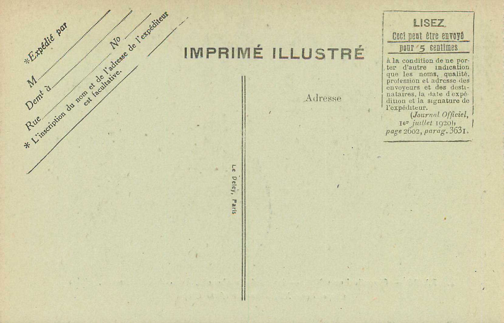 CPA Paris Chambre Louis Jardin de la Chapelle — Verso