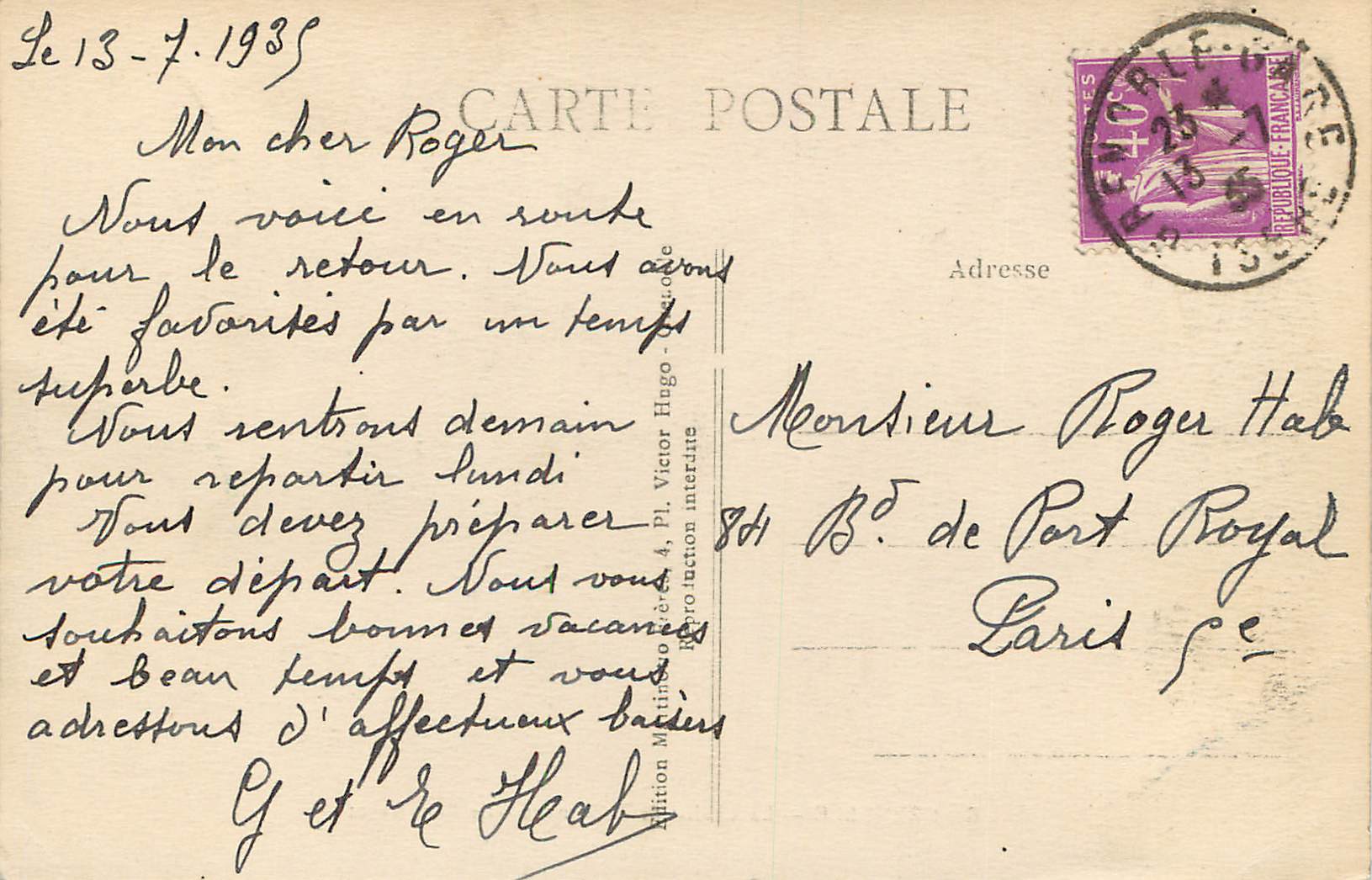 CPA Grenoble La Chaine de Belledonne Le Rabot — Rückseite