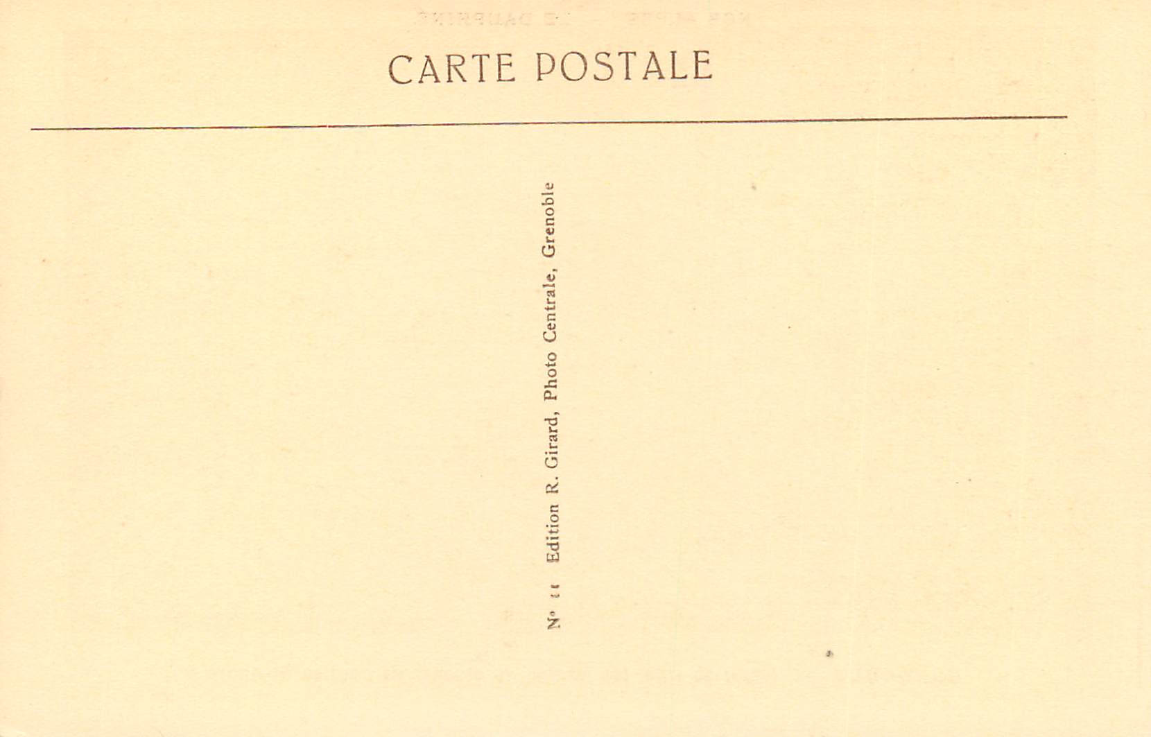 Grenoble — Hôtel de ville, les jardins, le clocher de l'église St-André — Photo R. Girard, Édition Grenoble Centrale — Back