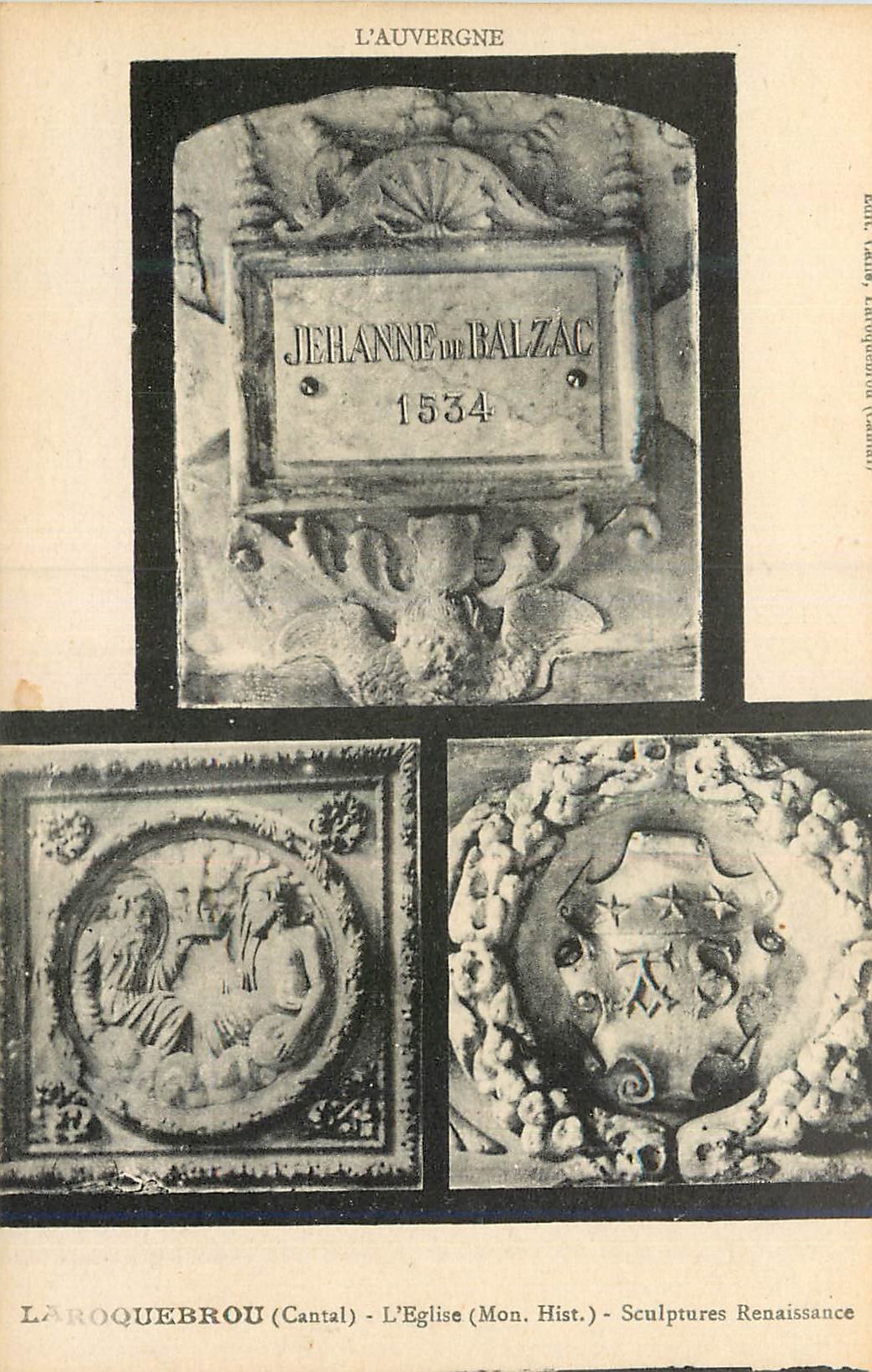 CPA L'Auvergne La Roquebrou (Cantal) L'Eglise (Mont Hist) Sculptures Renaissance