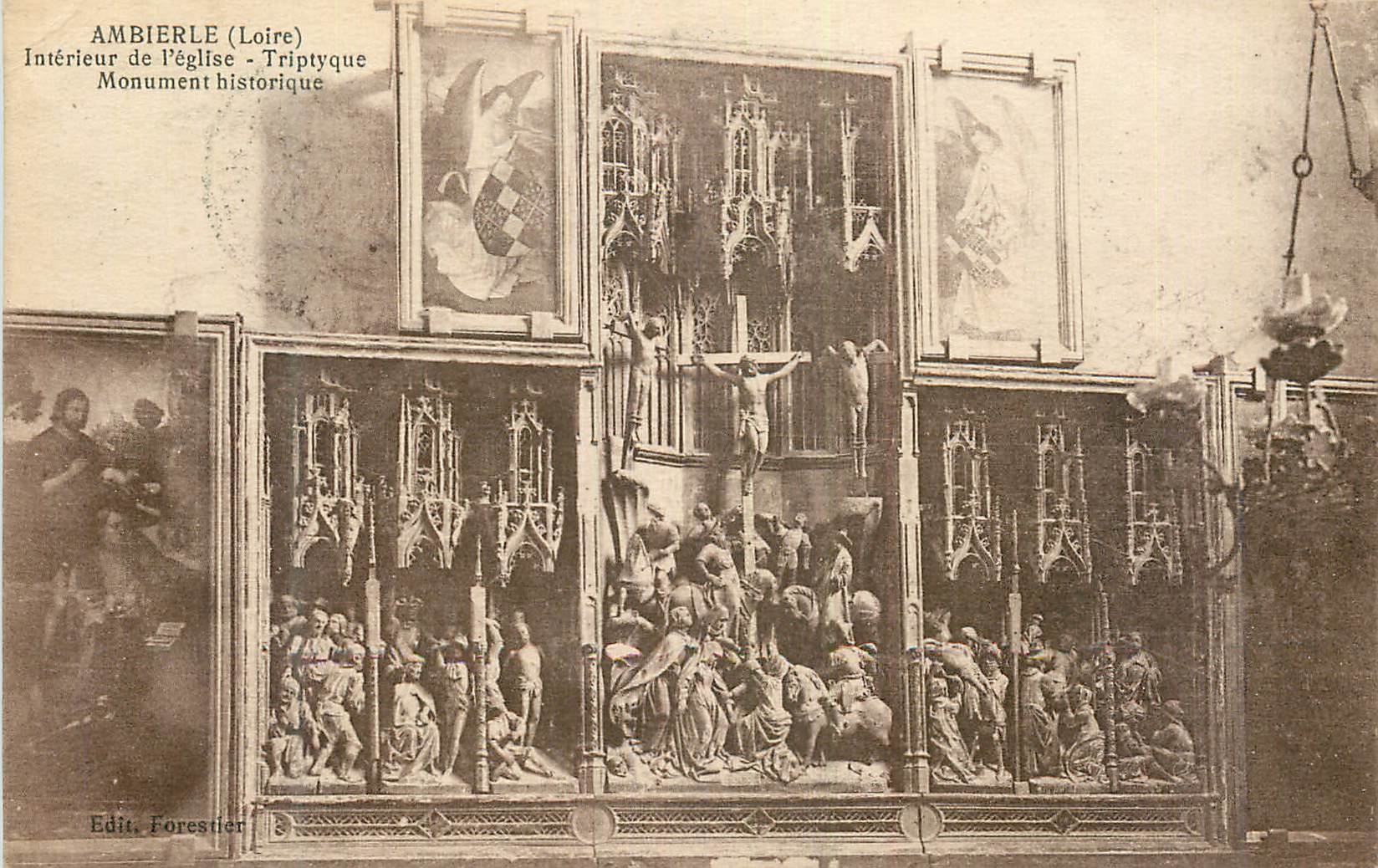 CPA Ambierle (Loire) Interieur de l'Eglise Triptyque Monument Historique